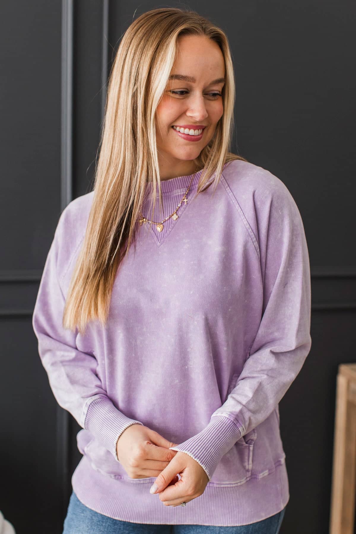 Bold Attitude Acid Wash Pullover- Lavender - Image 4