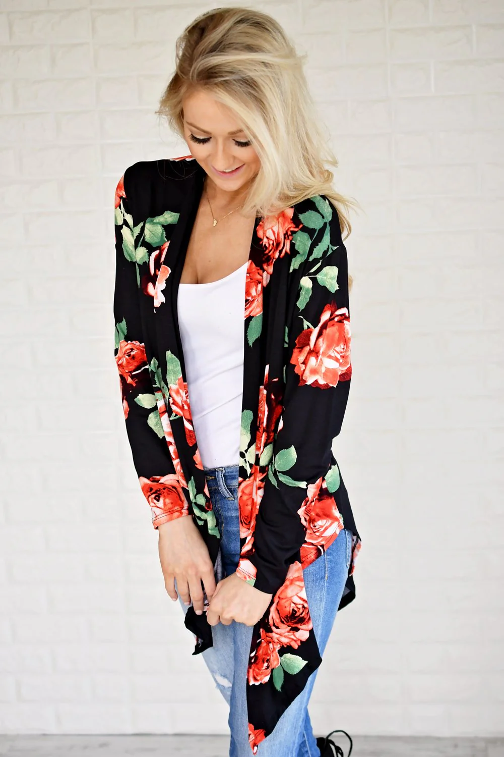Bold Black Floral Cardigan - Image 4
