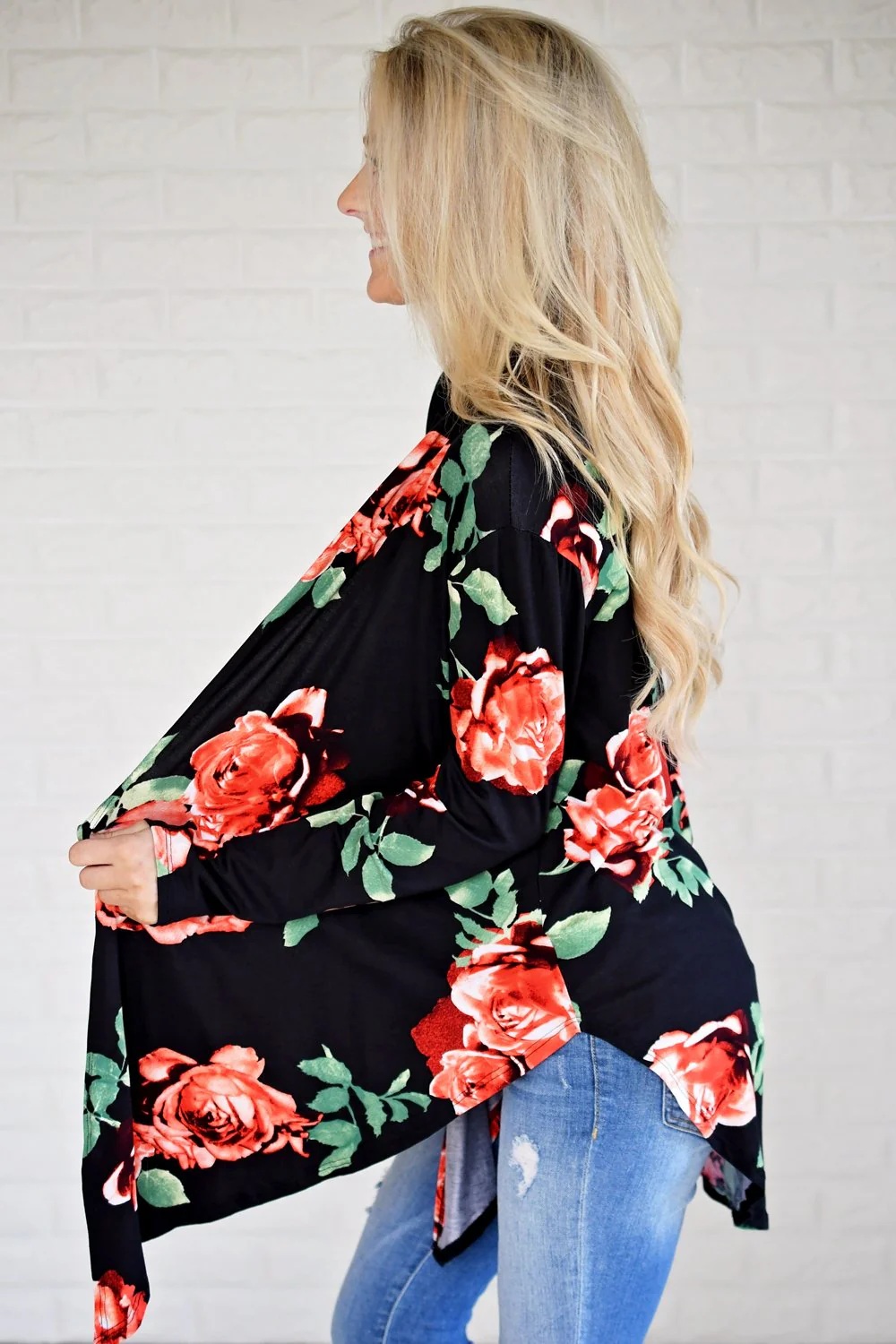 Bold Black Floral Cardigan - Image 5