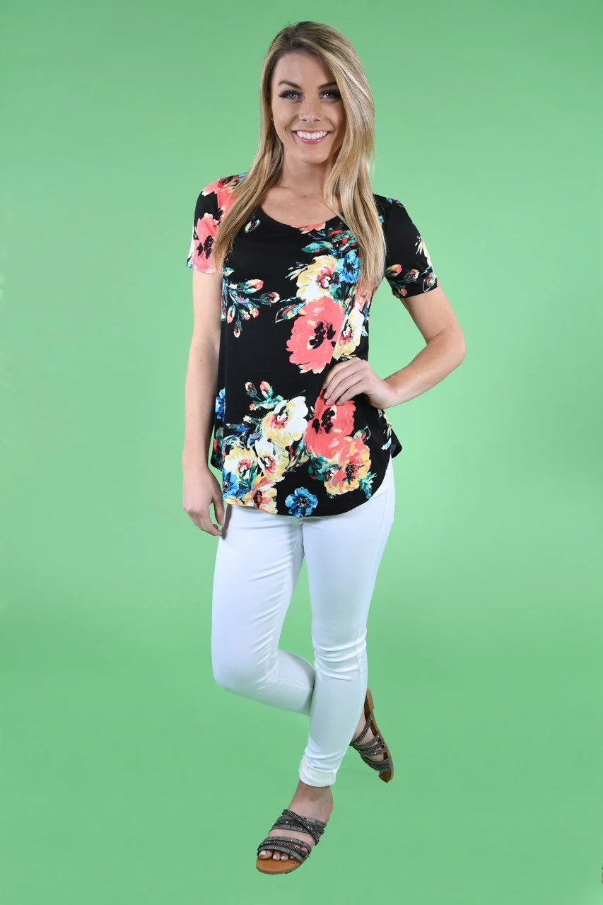 Bold Black Floral Top - Image 2