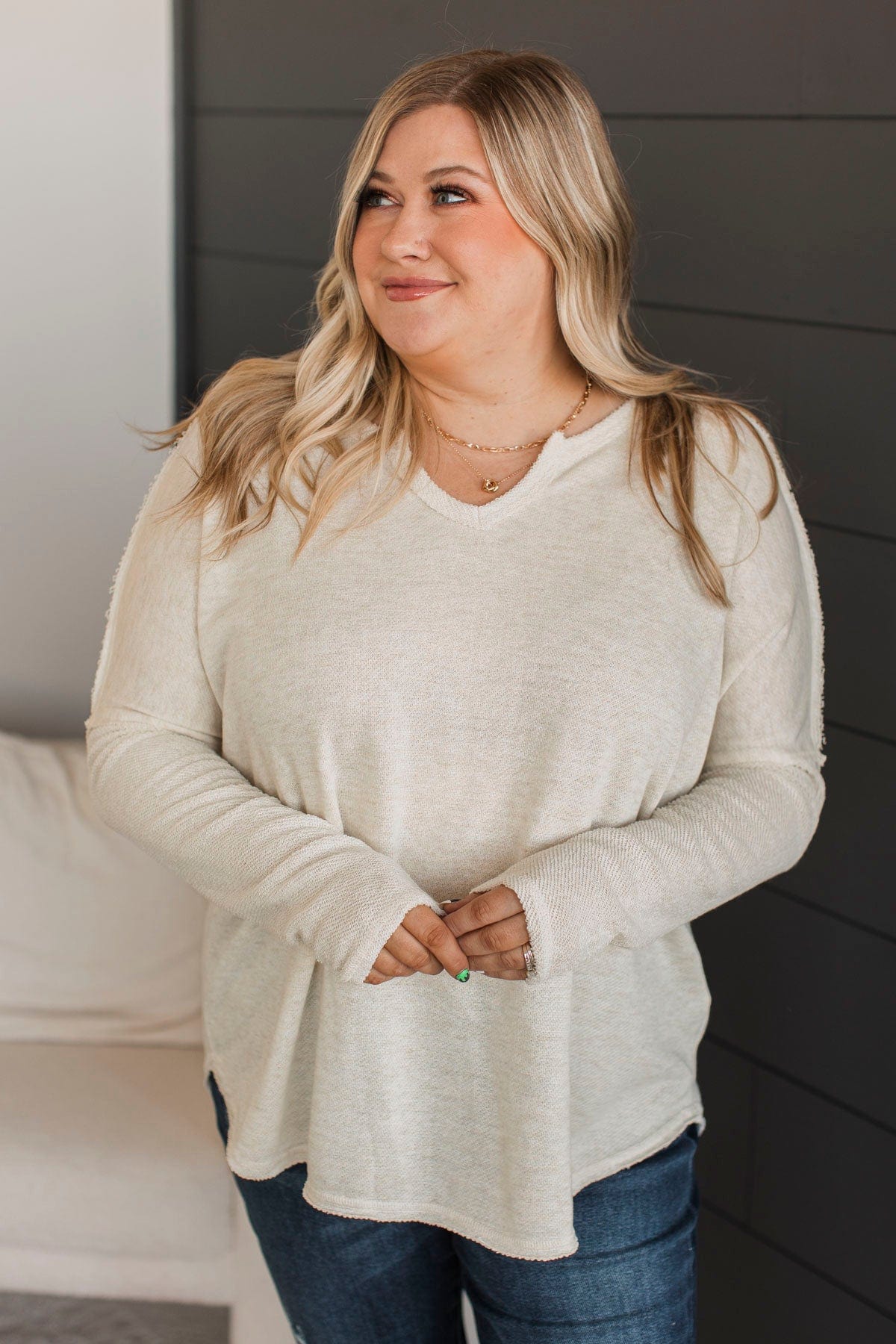 Bold & Fearless Long Sleeve Top- Cream - Image 3