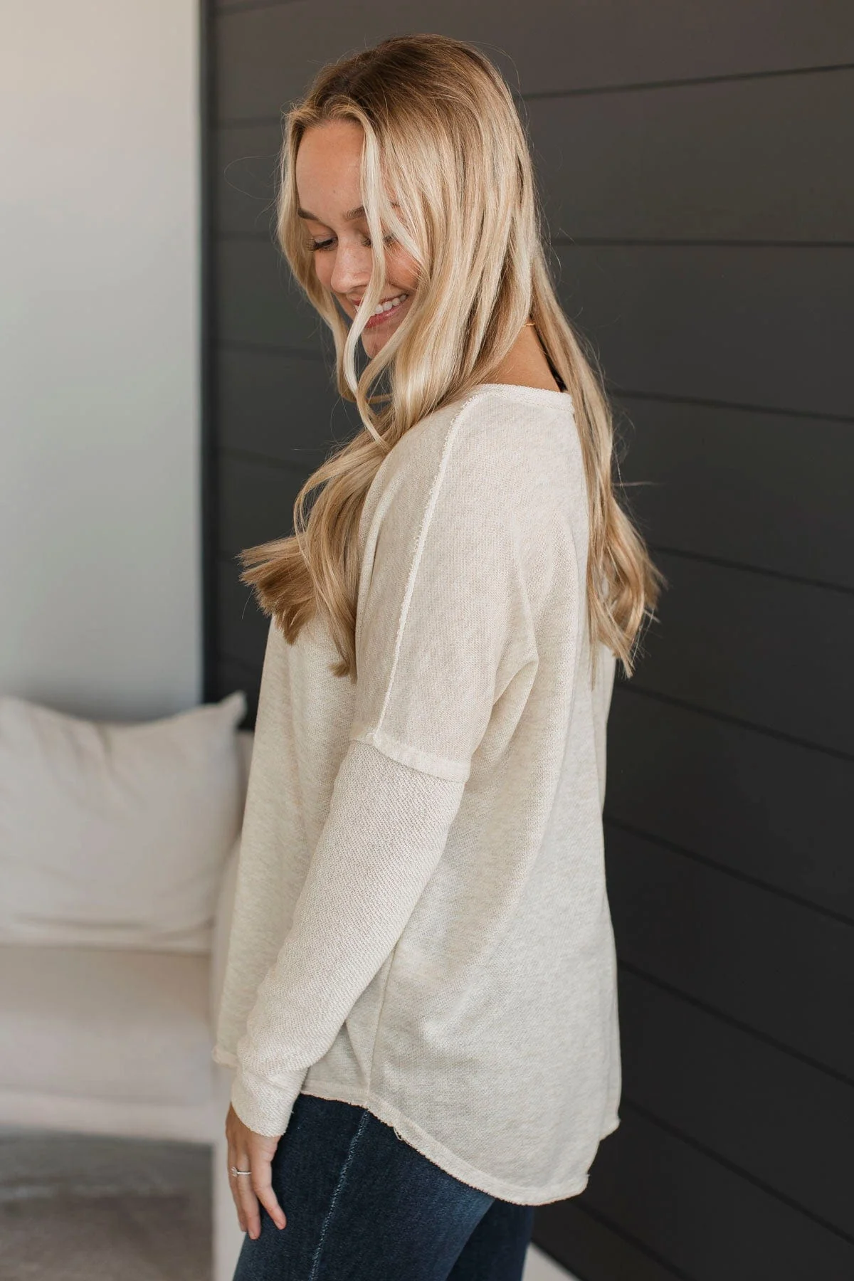 Bold & Fearless Long Sleeve Top- Cream - Image 6