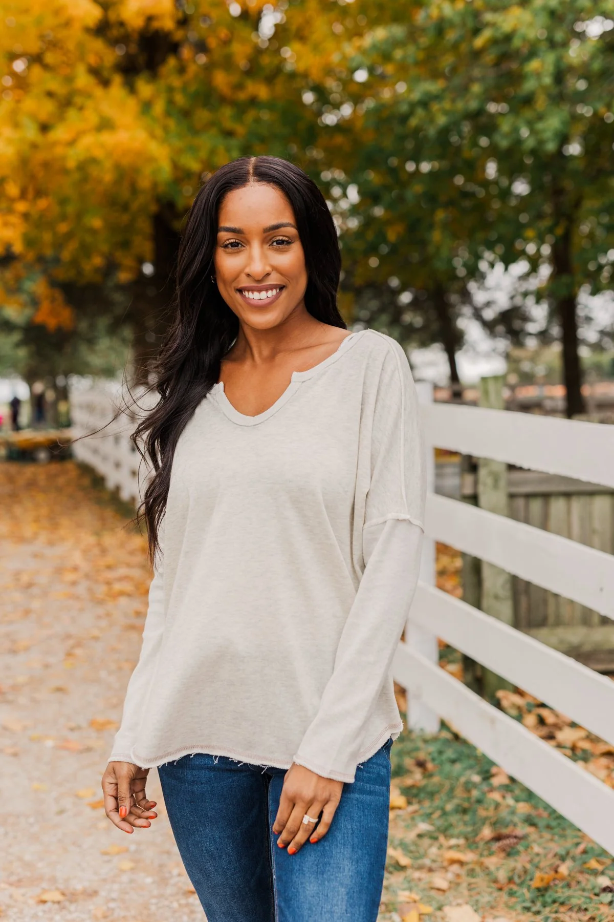 Bold & Fearless Long Sleeve Top- Heather Grey - Image 9