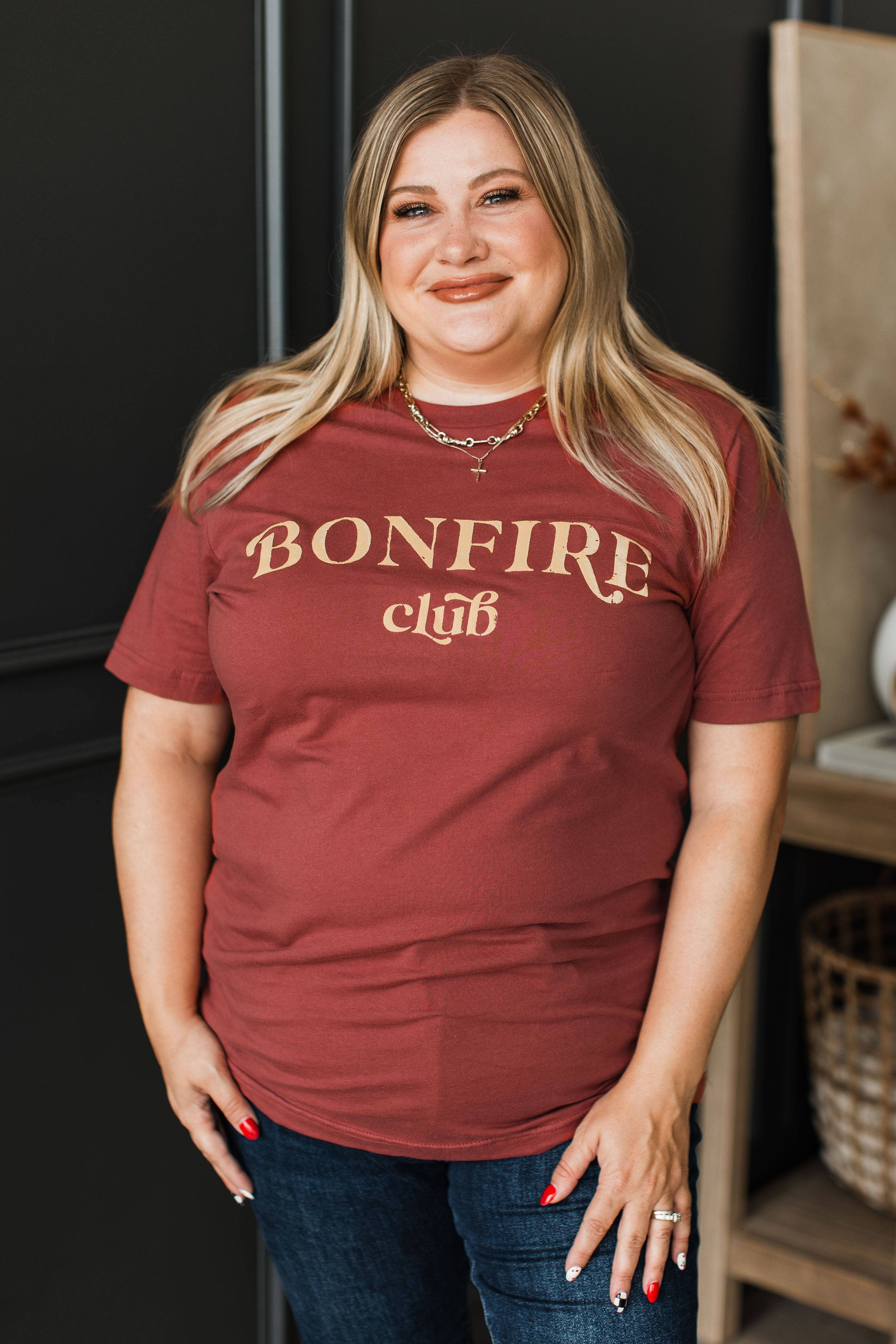 "Bonfire Club" Graphic Tee- Rust Red - Image 2