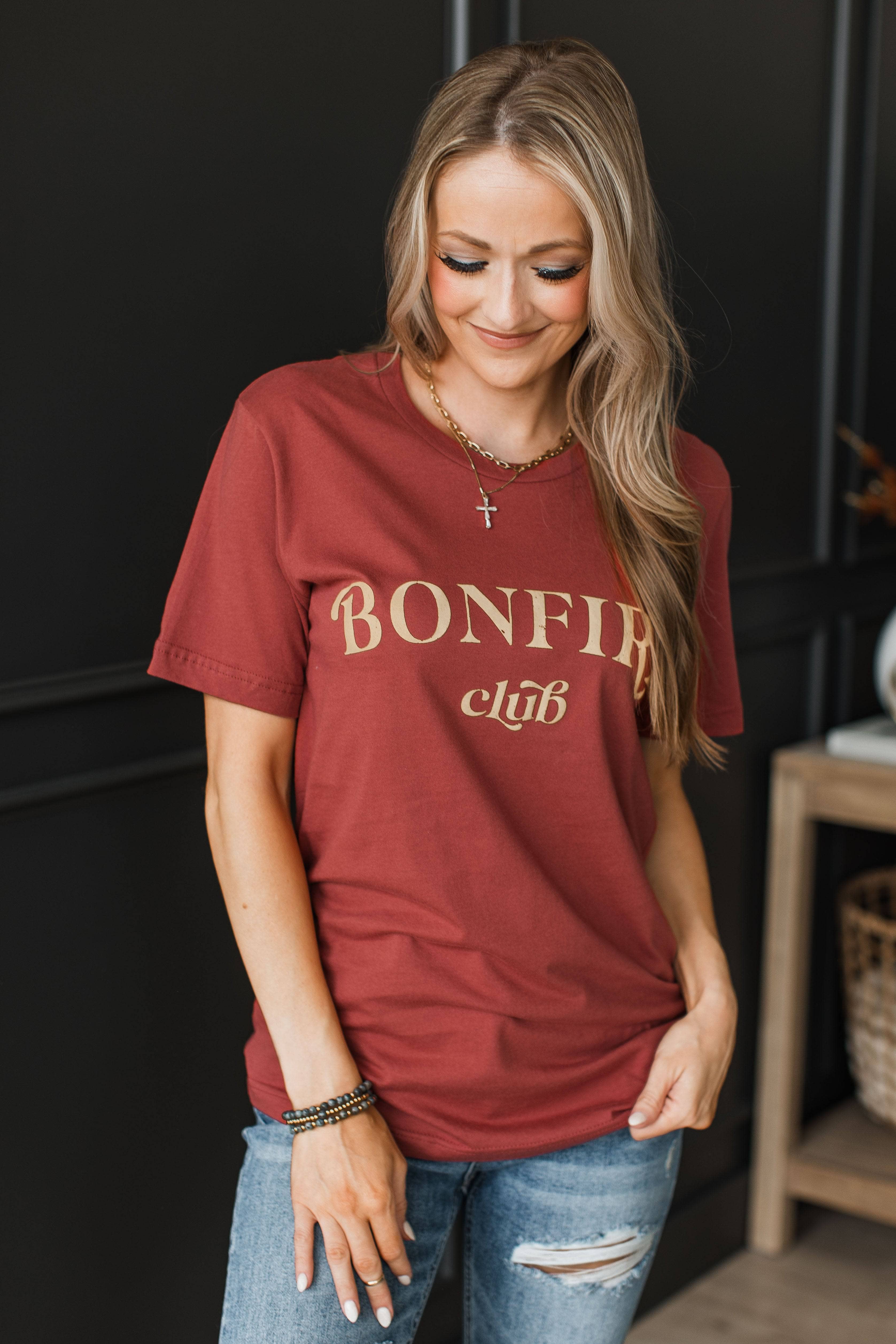 "Bonfire Club" Graphic Tee- Rust Red - Image 3