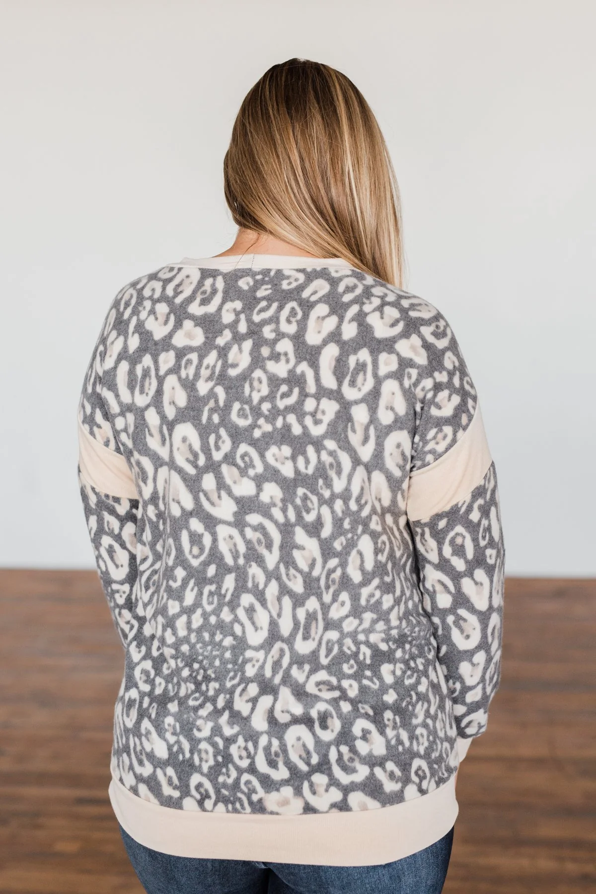 Born This Way Leopard Pullover- Charcoal & Beige - Image 8