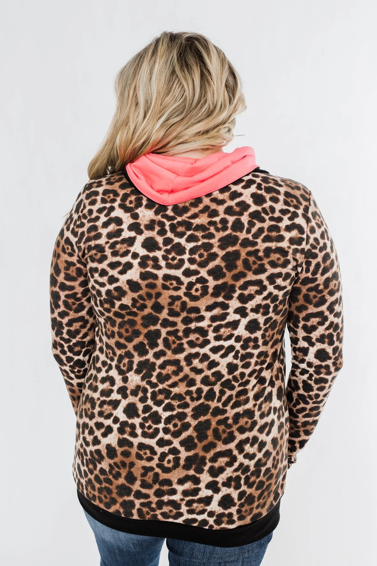 Born To Be Bold Cowl Neck Pullover- Leopard & Neon Pink - Image 12