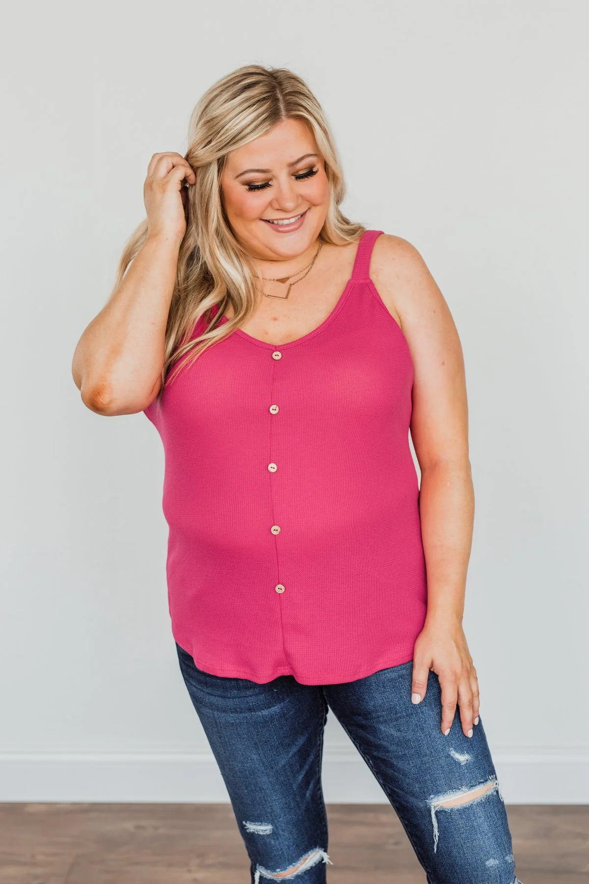 Born To Be Together Knit Tank Top- Hot Pink - Image 2