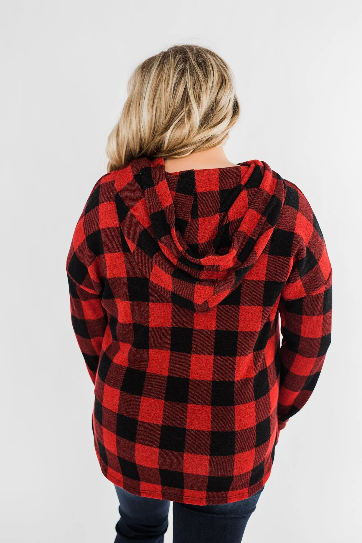 Brand New Day Drawstring Hoodie- Buffalo Plaid - Image 11