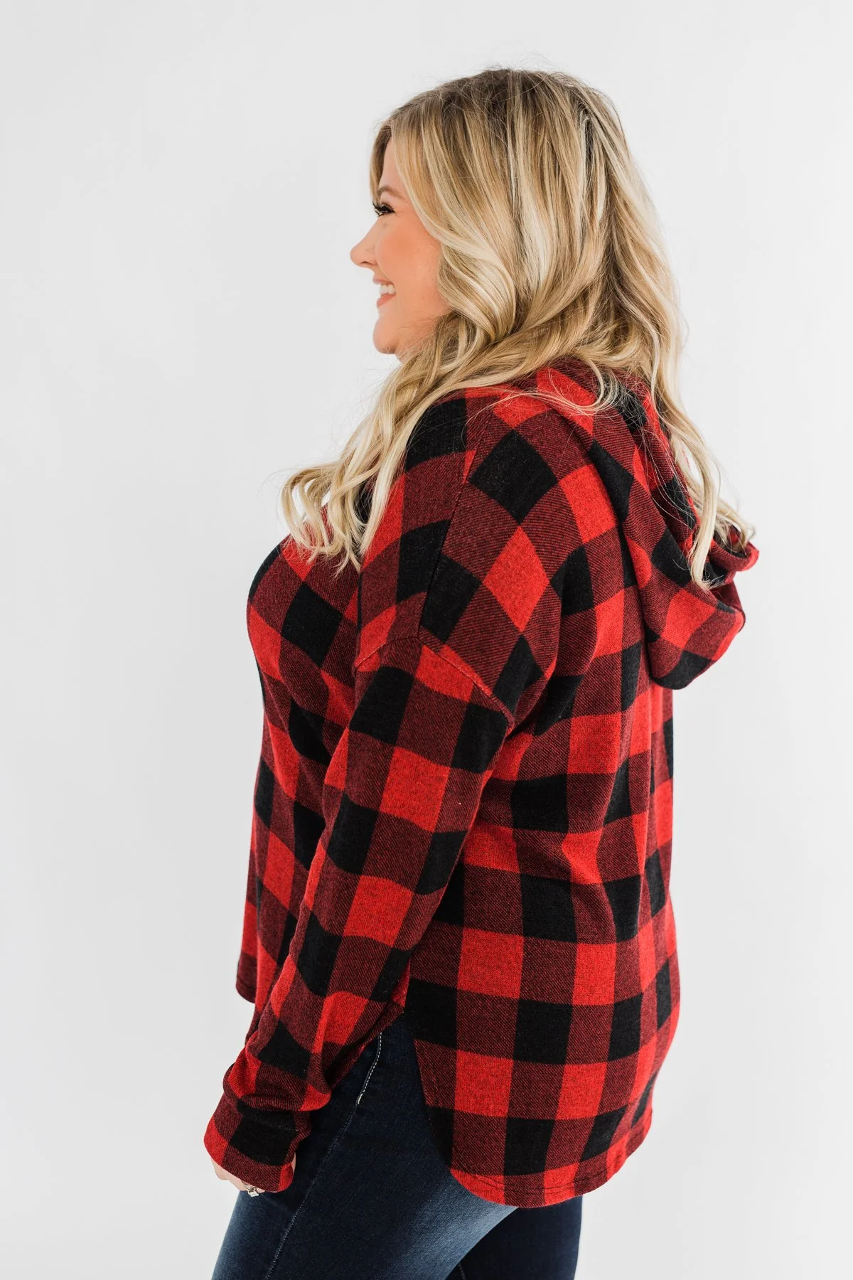 Brand New Day Drawstring Hoodie- Buffalo Plaid - Image 8