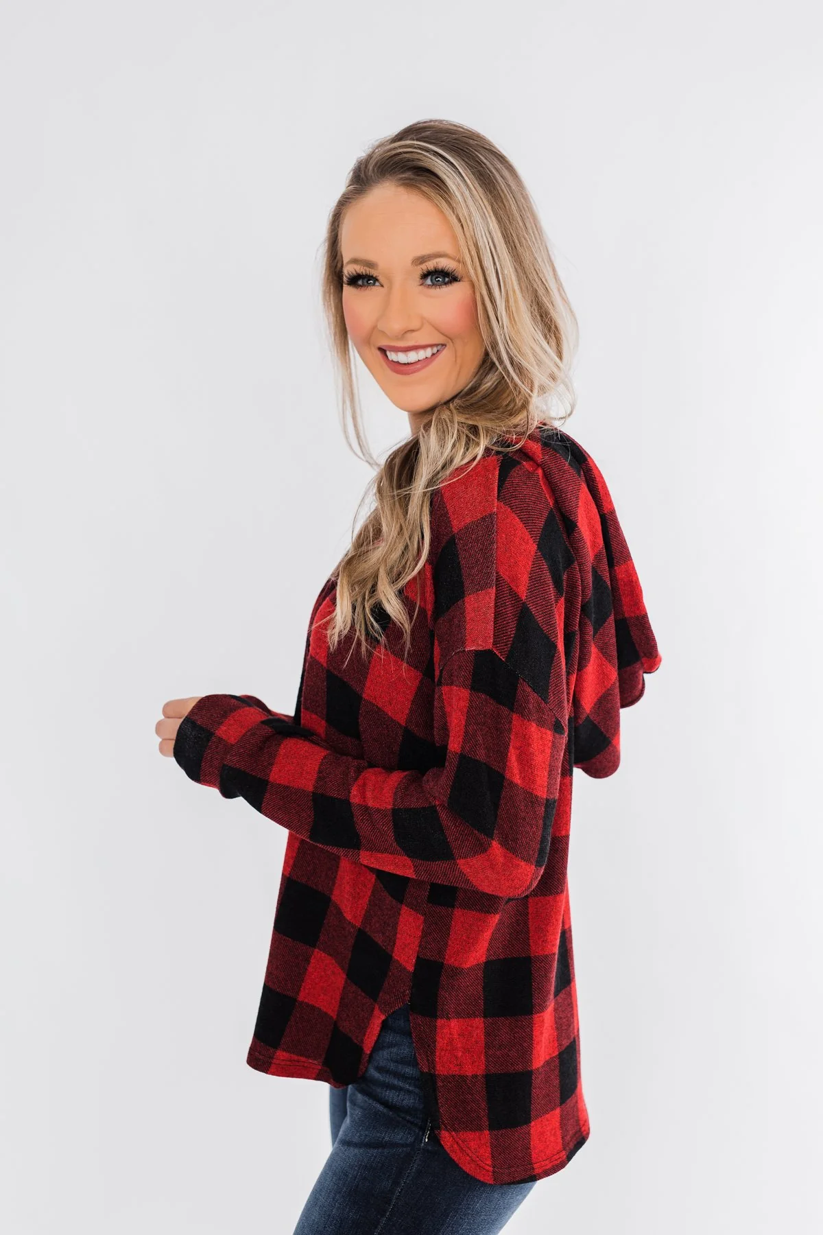 Brand New Day Drawstring Hoodie- Buffalo Plaid - Image 9