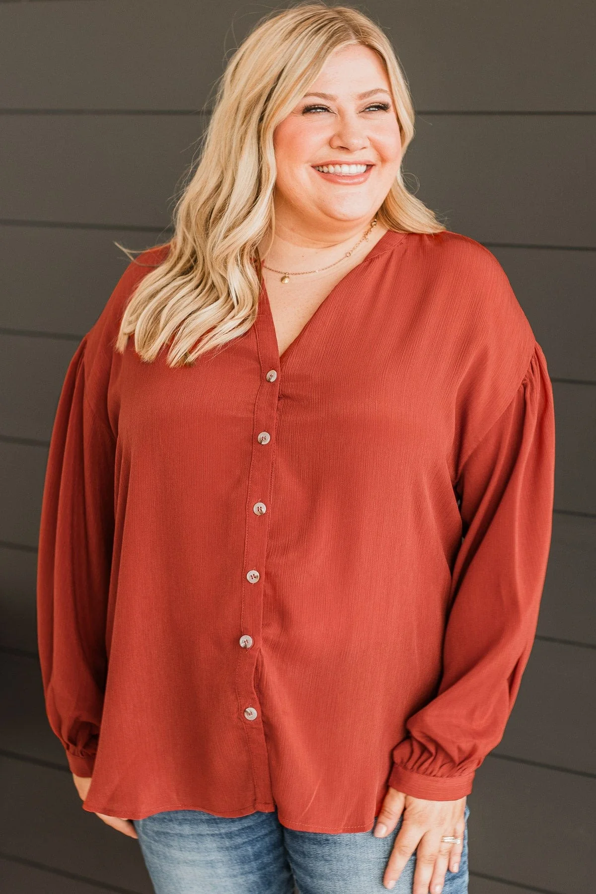 Break Away Button Top- Rust - Image 2