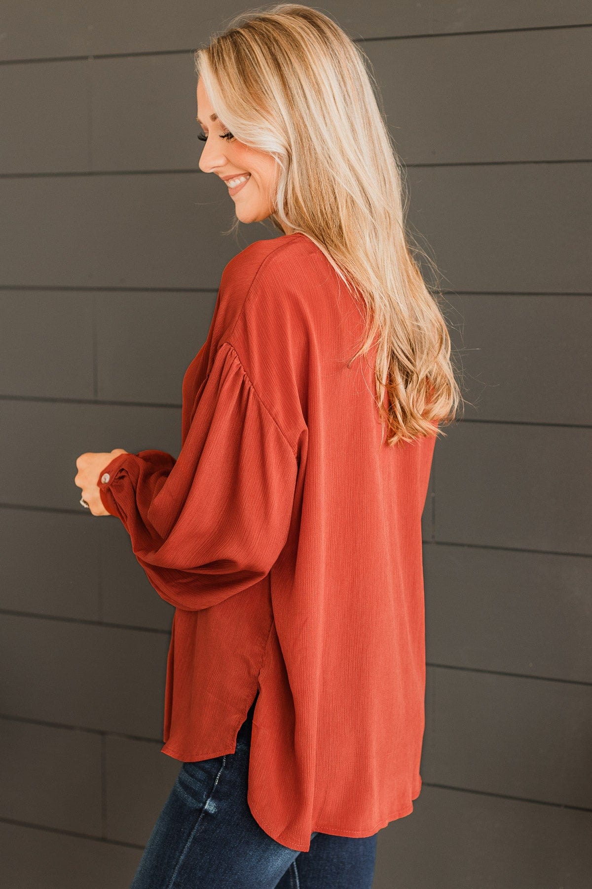 Break Away Button Top- Rust - Image 5
