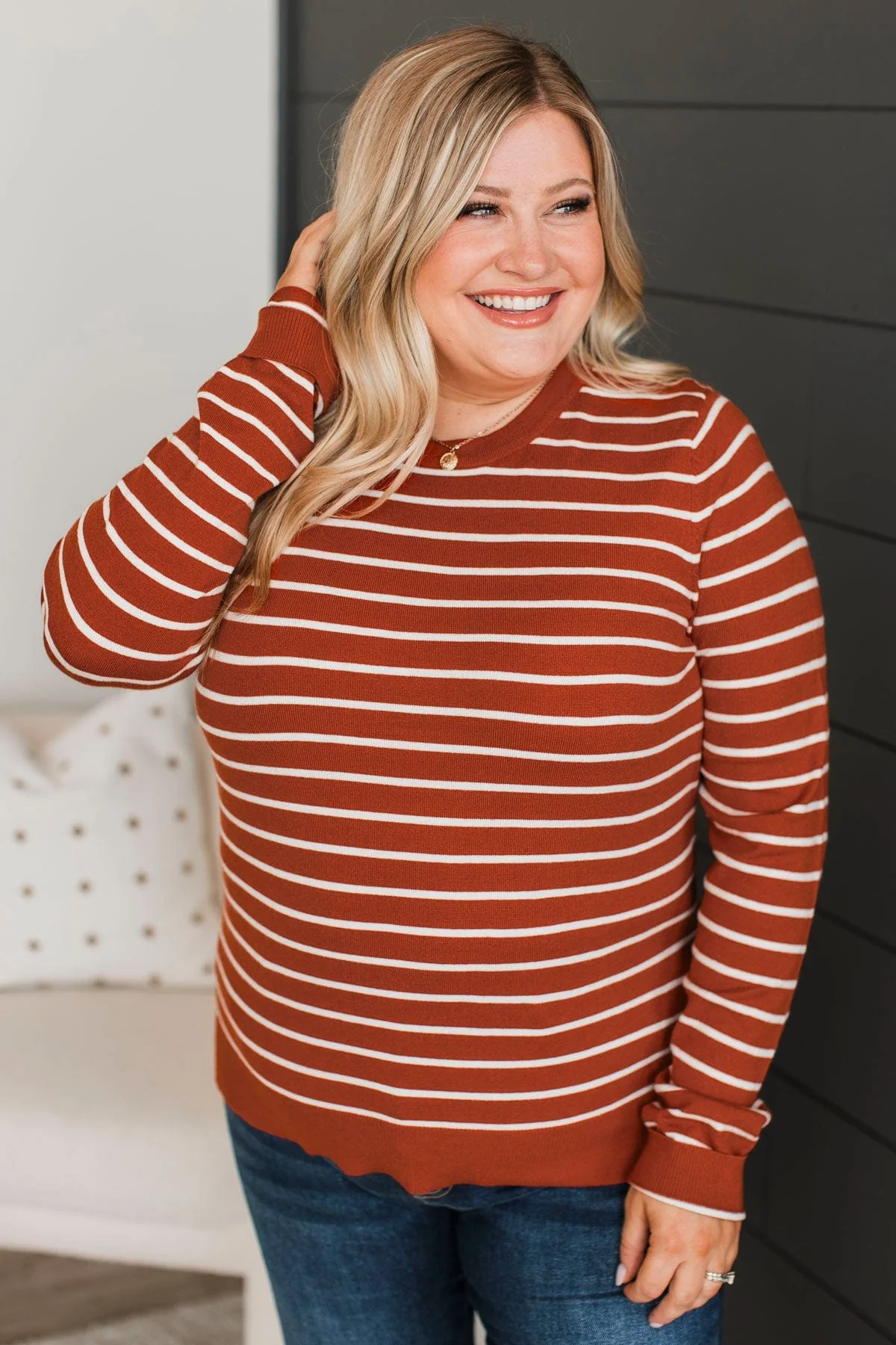 Break From Reality Striped Sweater- Picante - Image 4