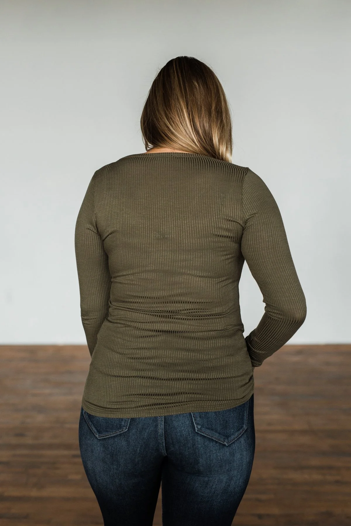 Break The Silence Button Henley Top- Olive - Image 9