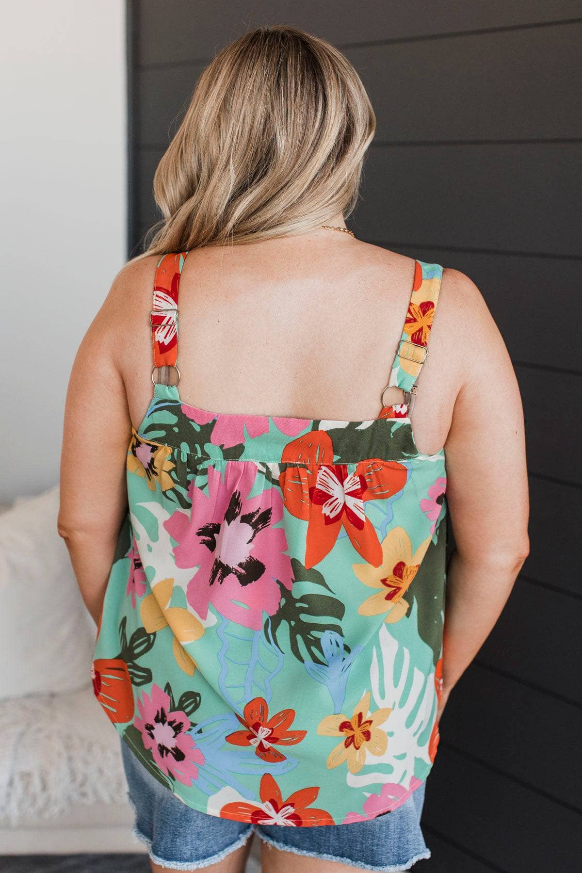 Breaking Through Floral Tank Top- Seafoam - Image 7