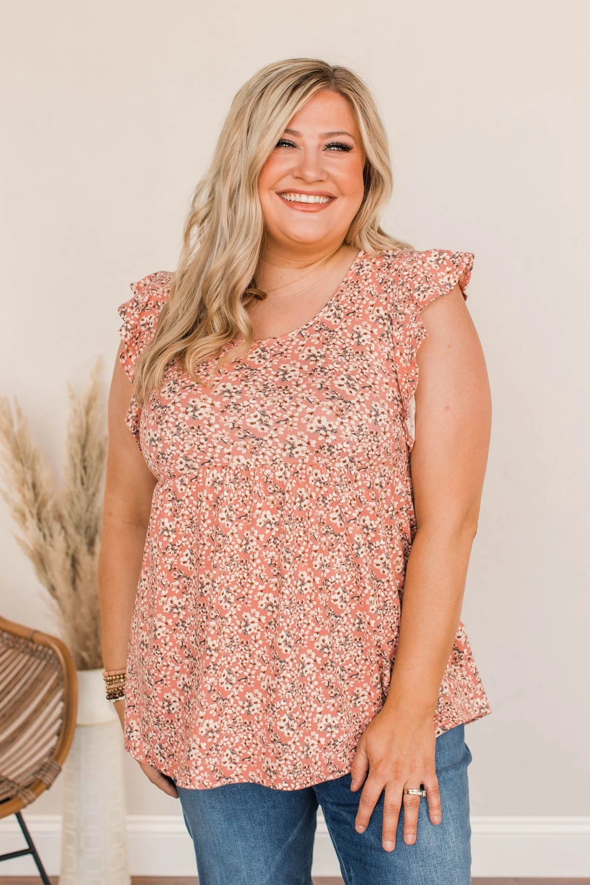 Breath of Spring Babydoll Top- Coral - Image 5