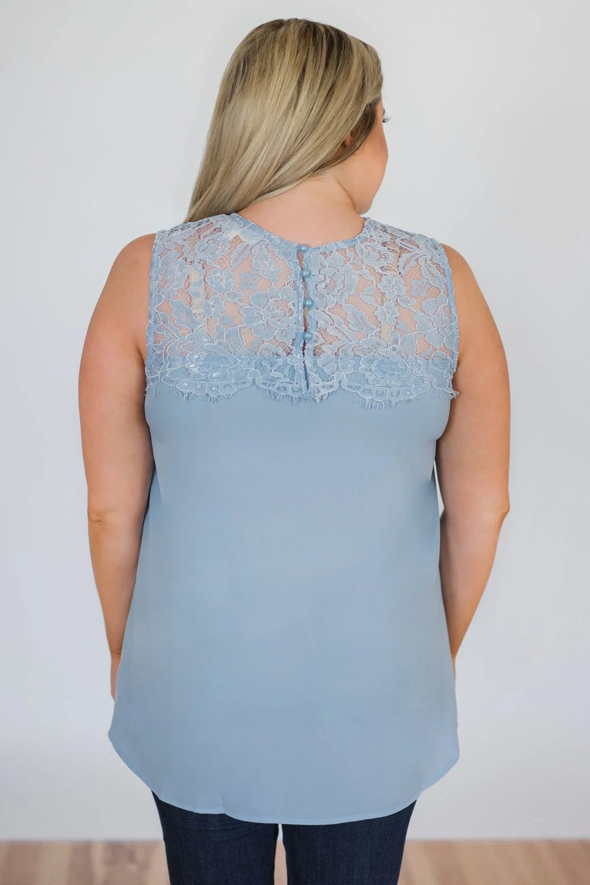 Breathtaking in Lace Tank Top- Baby Blue - Image 11