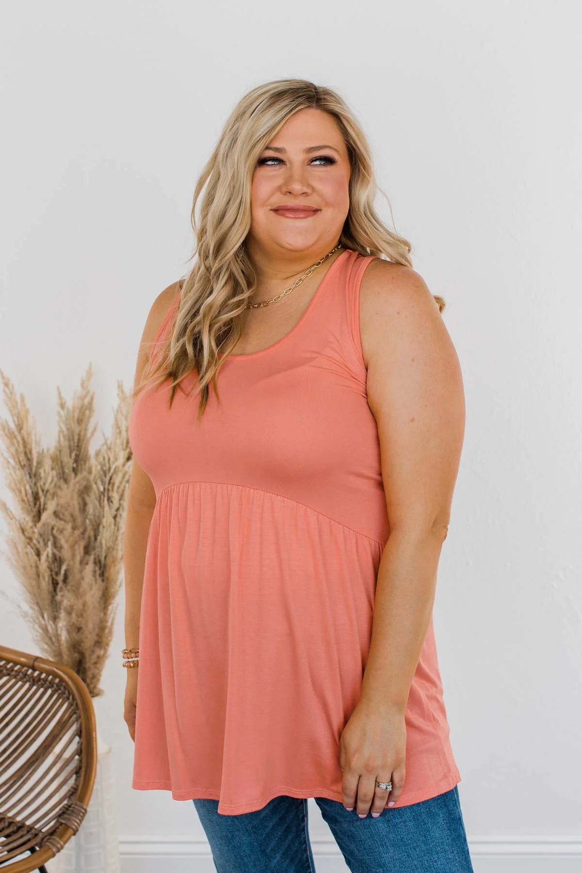 Breathe Easy Babydoll Tank- Coral - Image 5