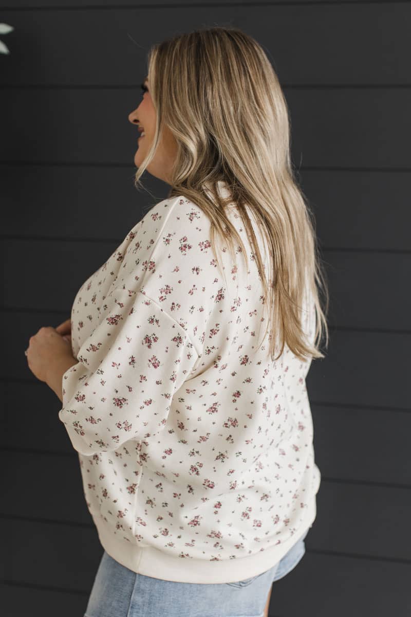 Breathe & Relax Short Sleeve Crew Neck Pullover- Ivory Multi - Image 5