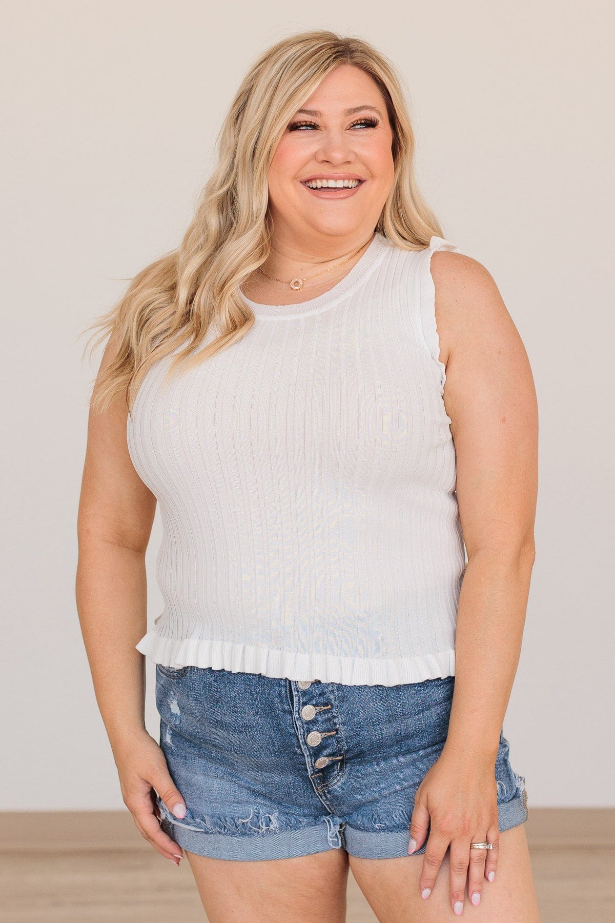 Breathless Around Me Knit Tank- Off White - Image 2
