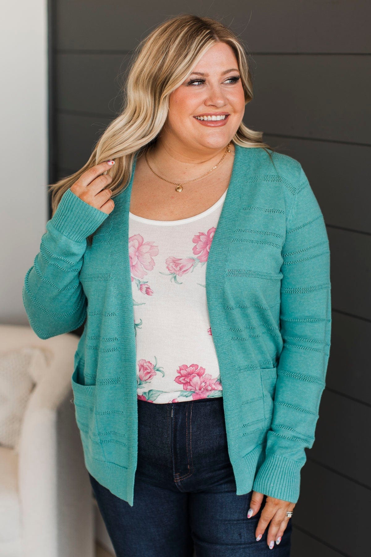 Breathless Around You Knit Cardigan- Turquoise - Image 5
