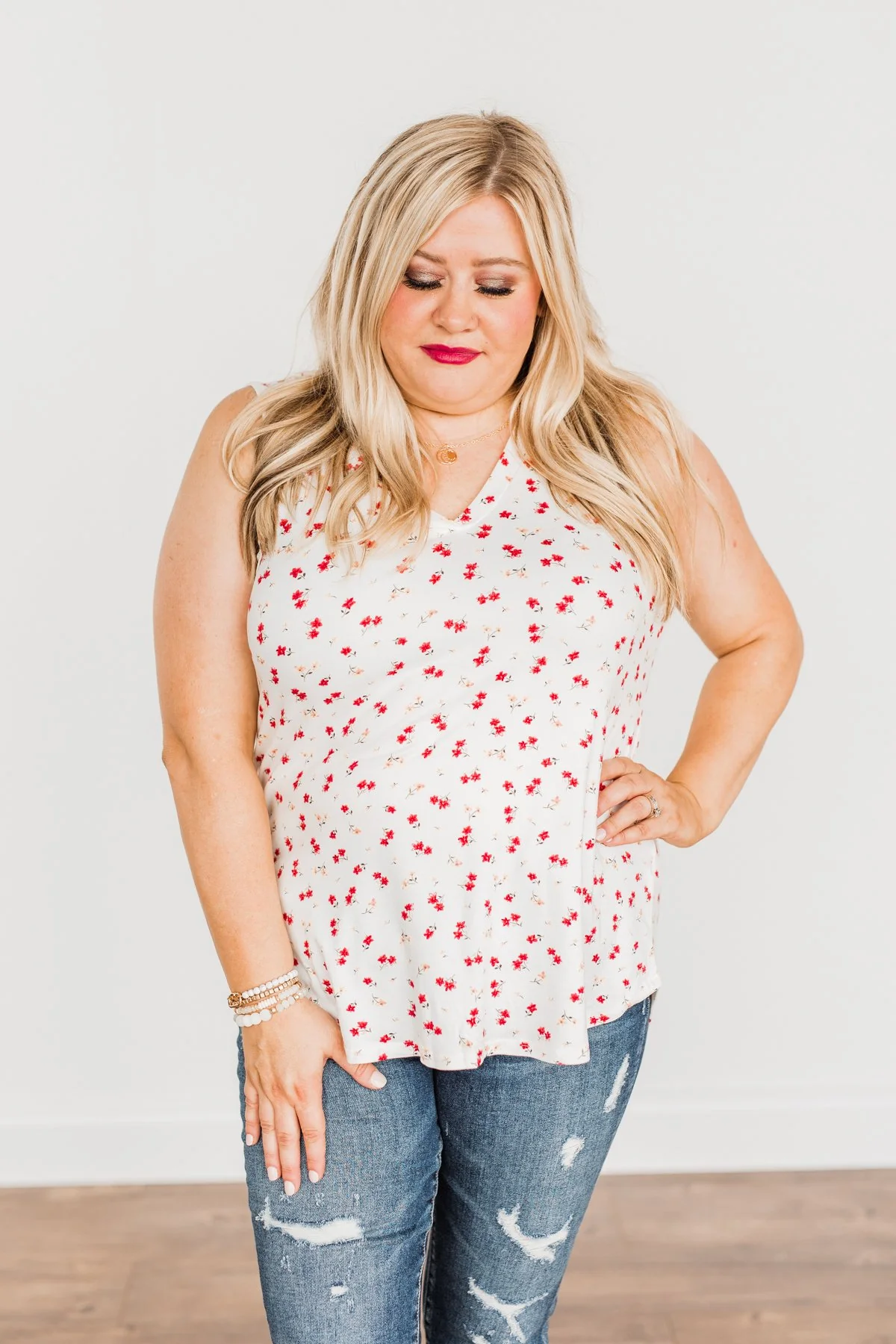 Breathtaking Beauty Floral Tank Top- Ivory - Image 4