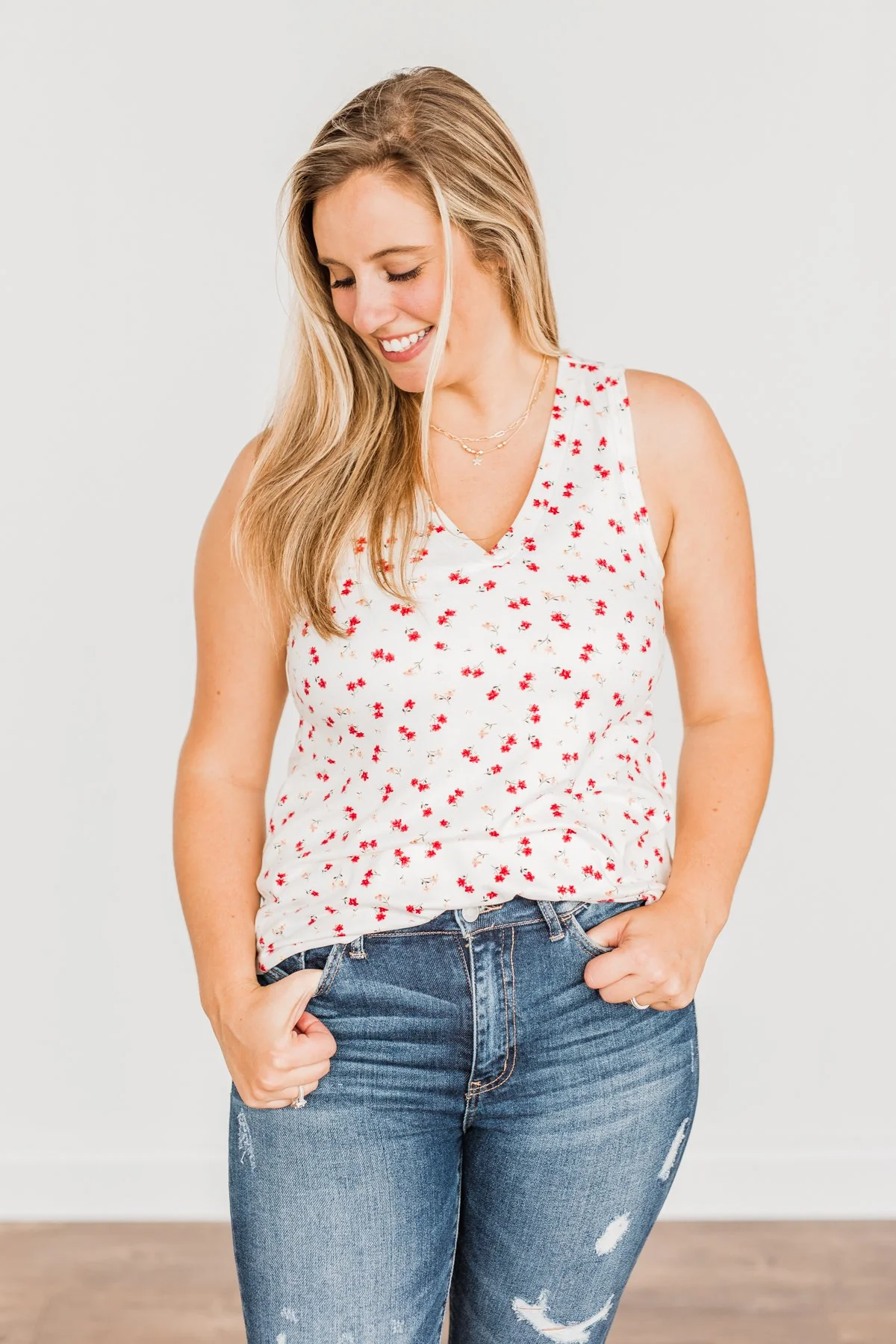 Breathtaking Beauty Floral Tank Top- Ivory - Image 6