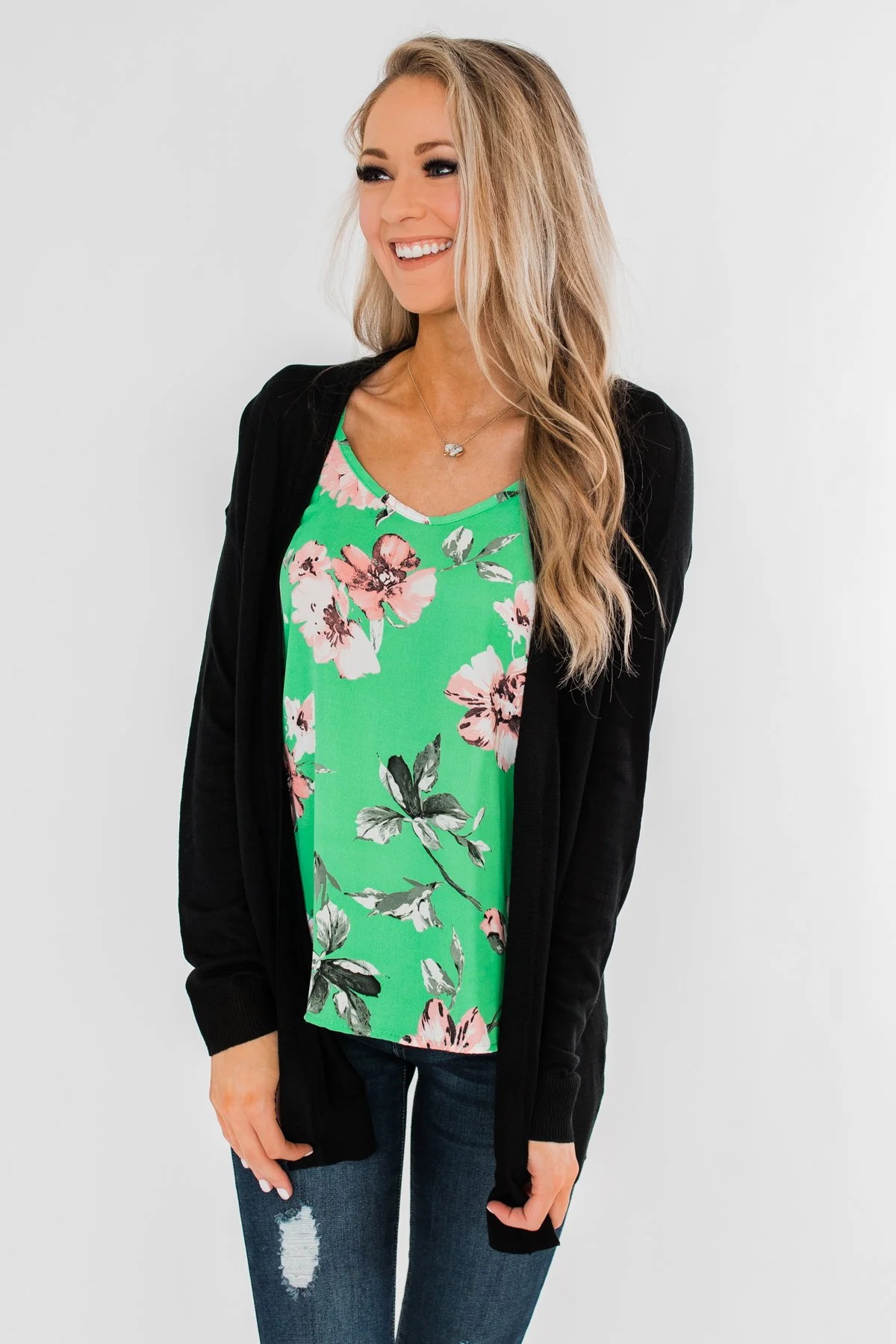 Breathtaking in Floral Tank Top- Emerald Green - Image 7