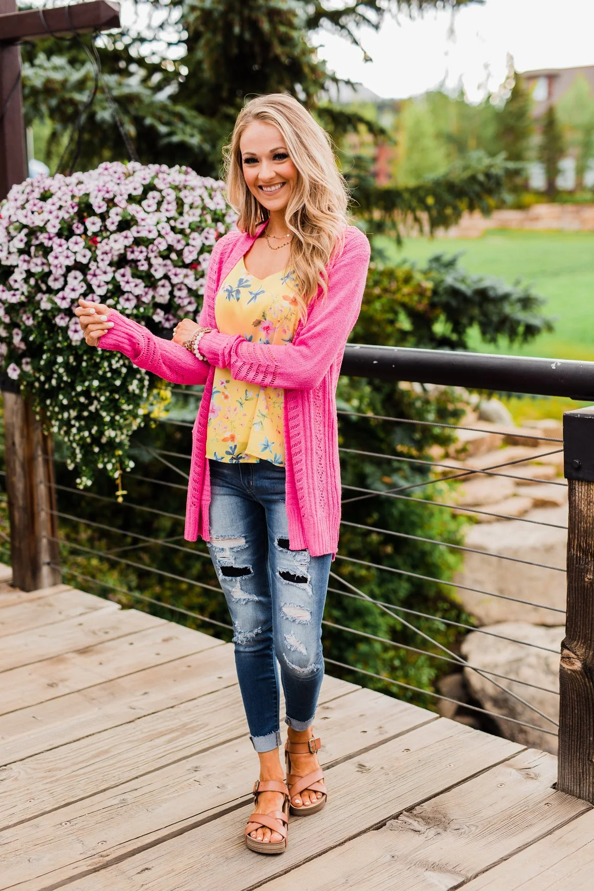 Bright and Beautiful Tank Top- Yellow & Pink - Image 8