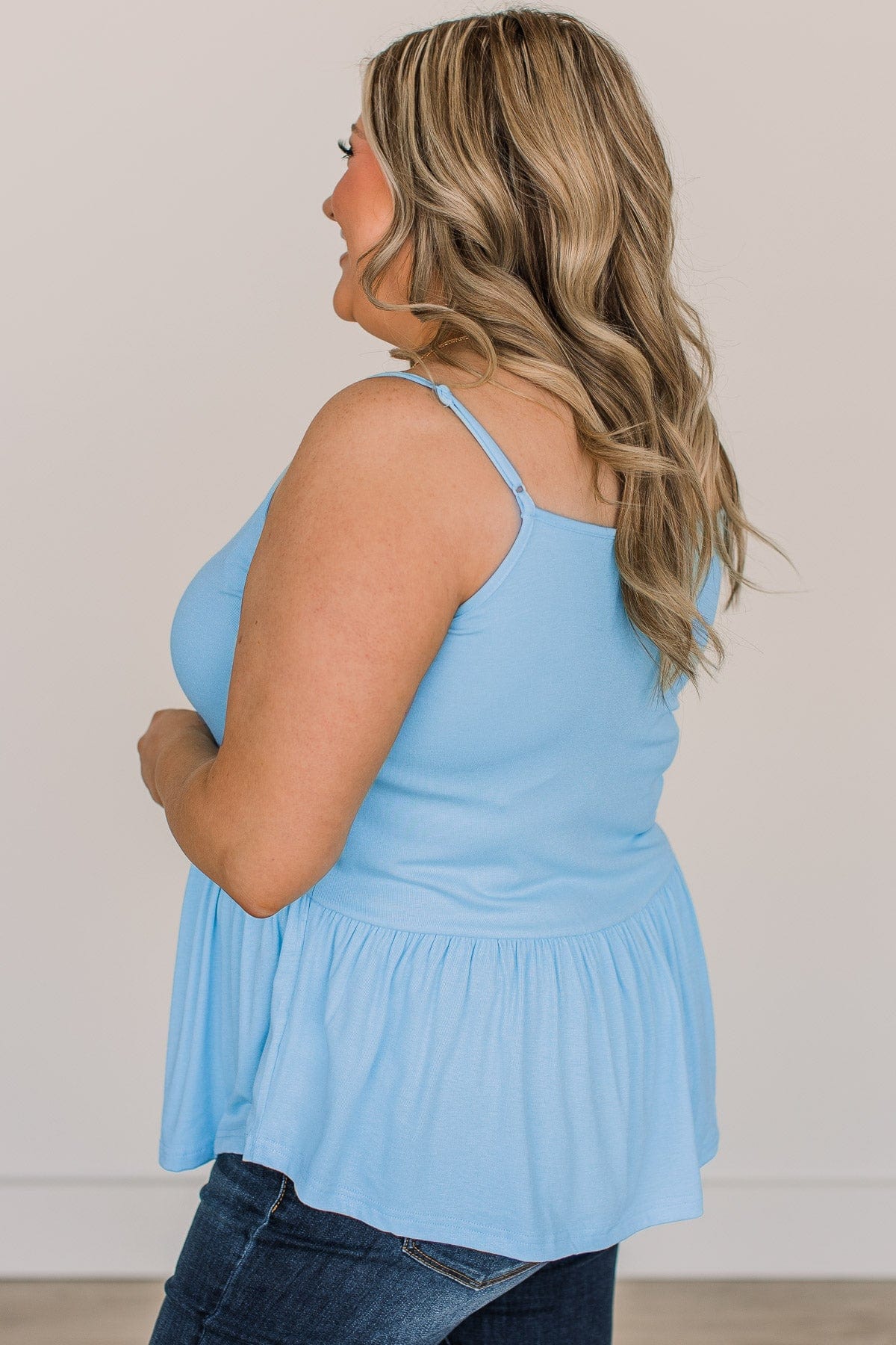 Bright As The Moon Babydoll Tank Top- Baby Blue - Image 6