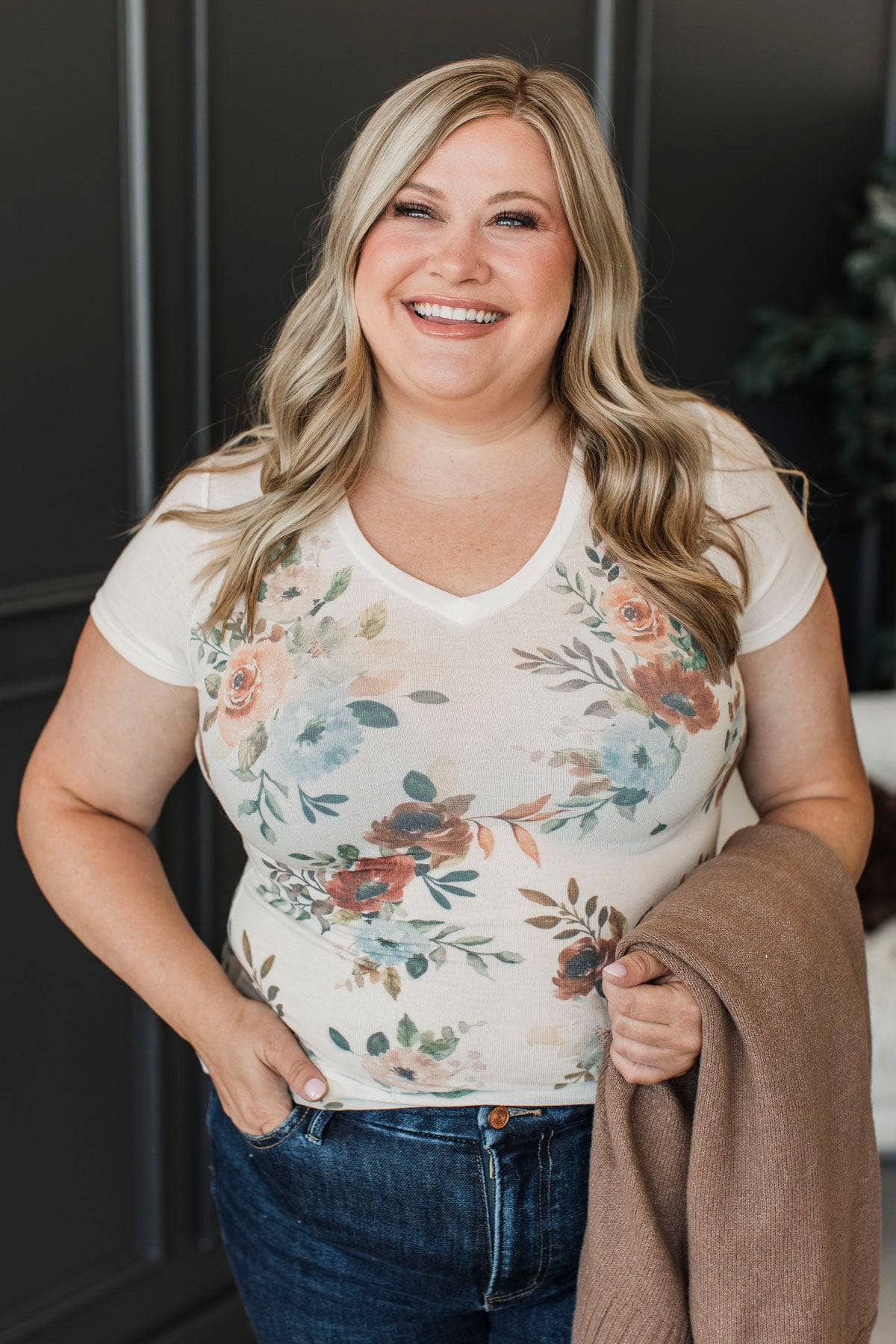 Bright Future Short Sleeve Floral Top- Ivory