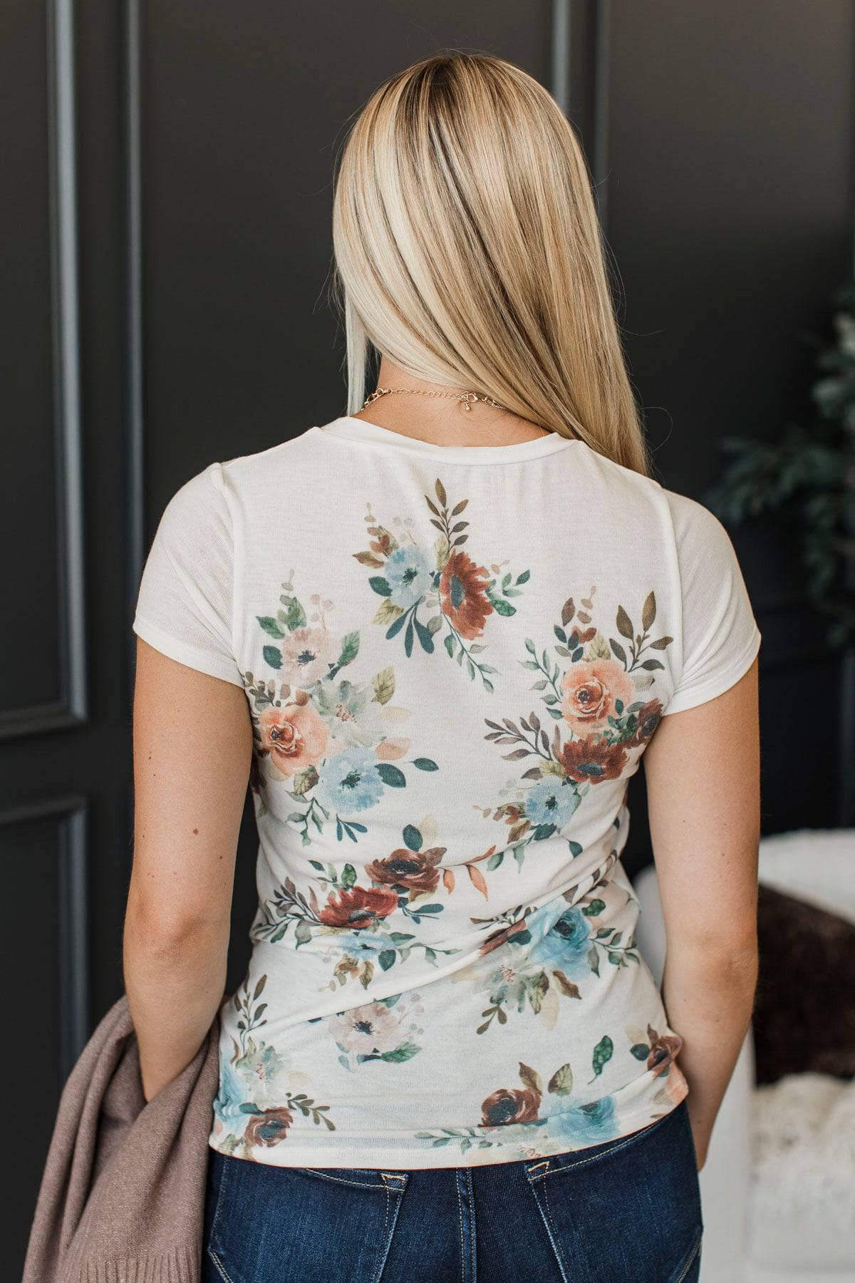 Bright Future Short Sleeve Floral Top- Ivory - Image 8