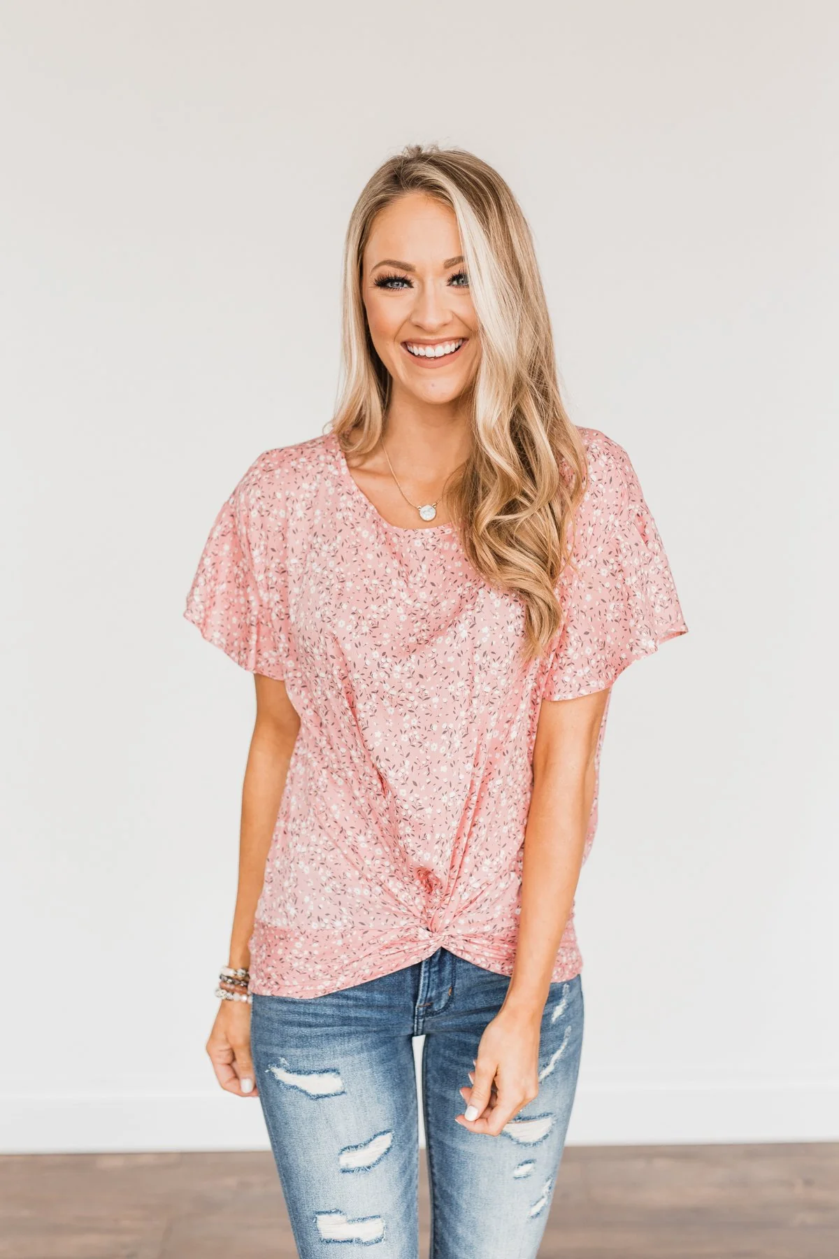 Bright Smiles Floral Print Blouse- Pink - Image 3