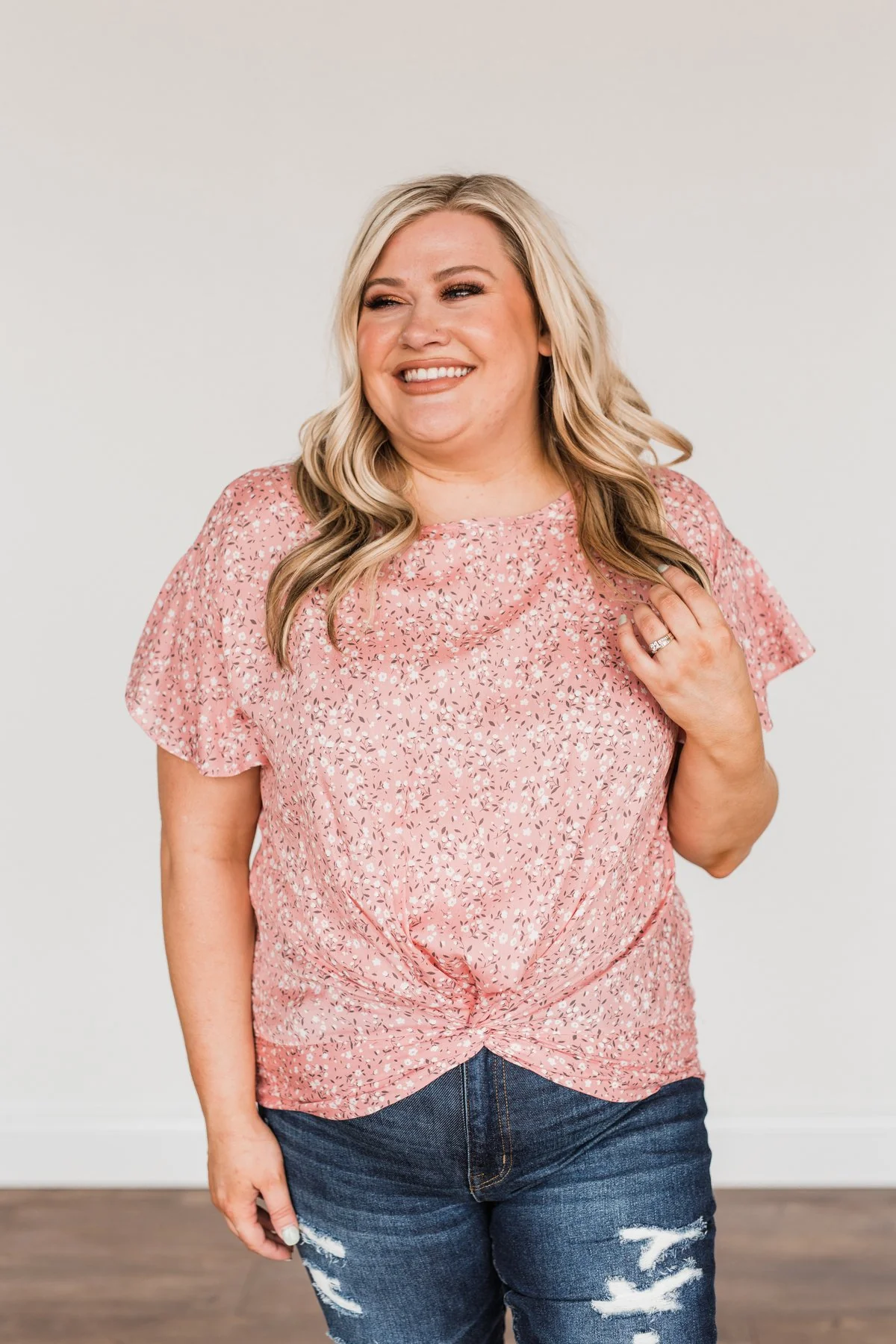 Bright Smiles Floral Print Blouse- Pink - Image 5