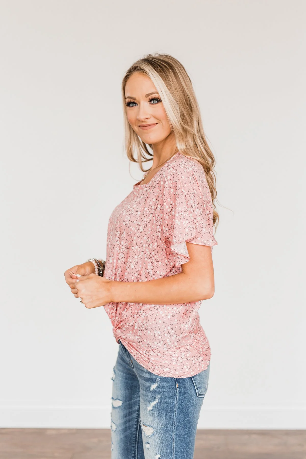 Bright Smiles Floral Print Blouse- Pink - Image 6