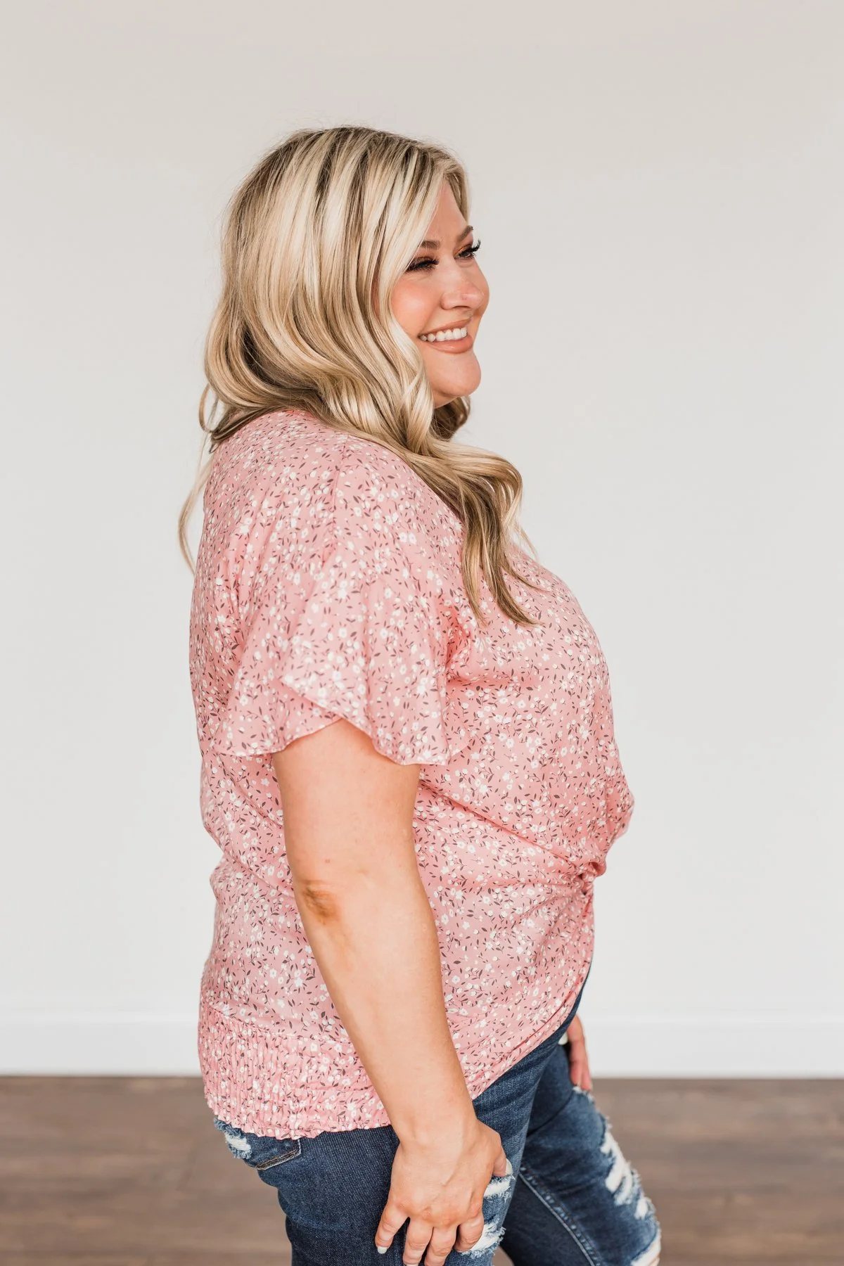 Bright Smiles Floral Print Blouse- Pink - Image 7