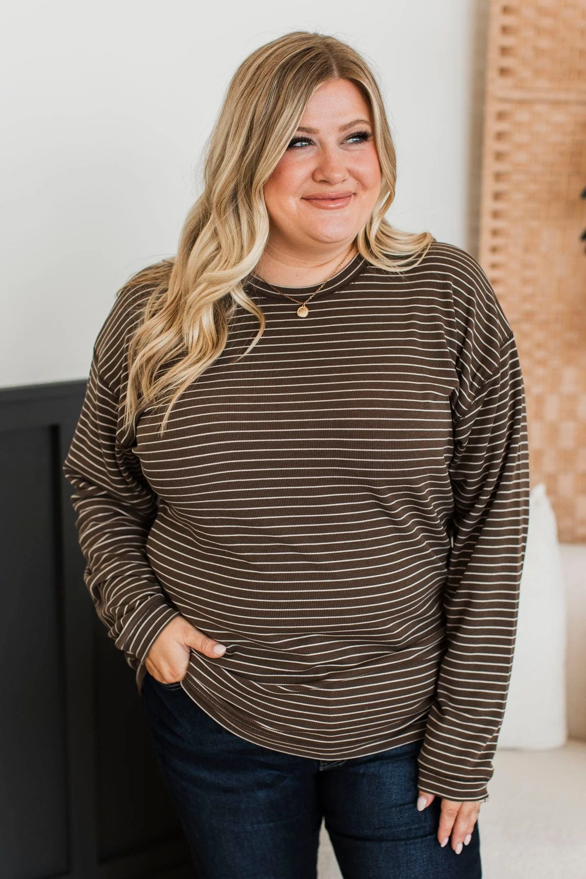 Brighten My Day Striped Pullover Top- Brown - Image 2