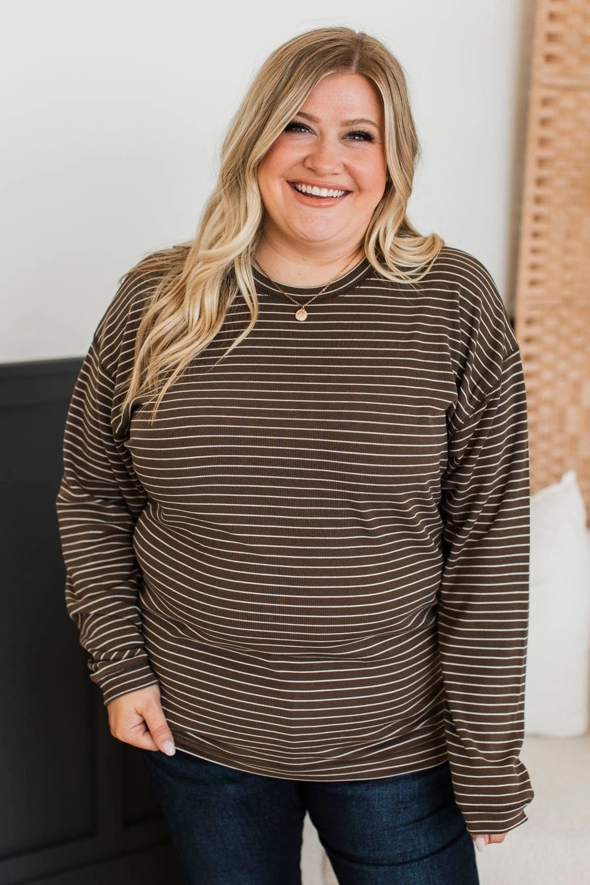 Brighten My Day Striped Pullover Top- Brown - Image 4
