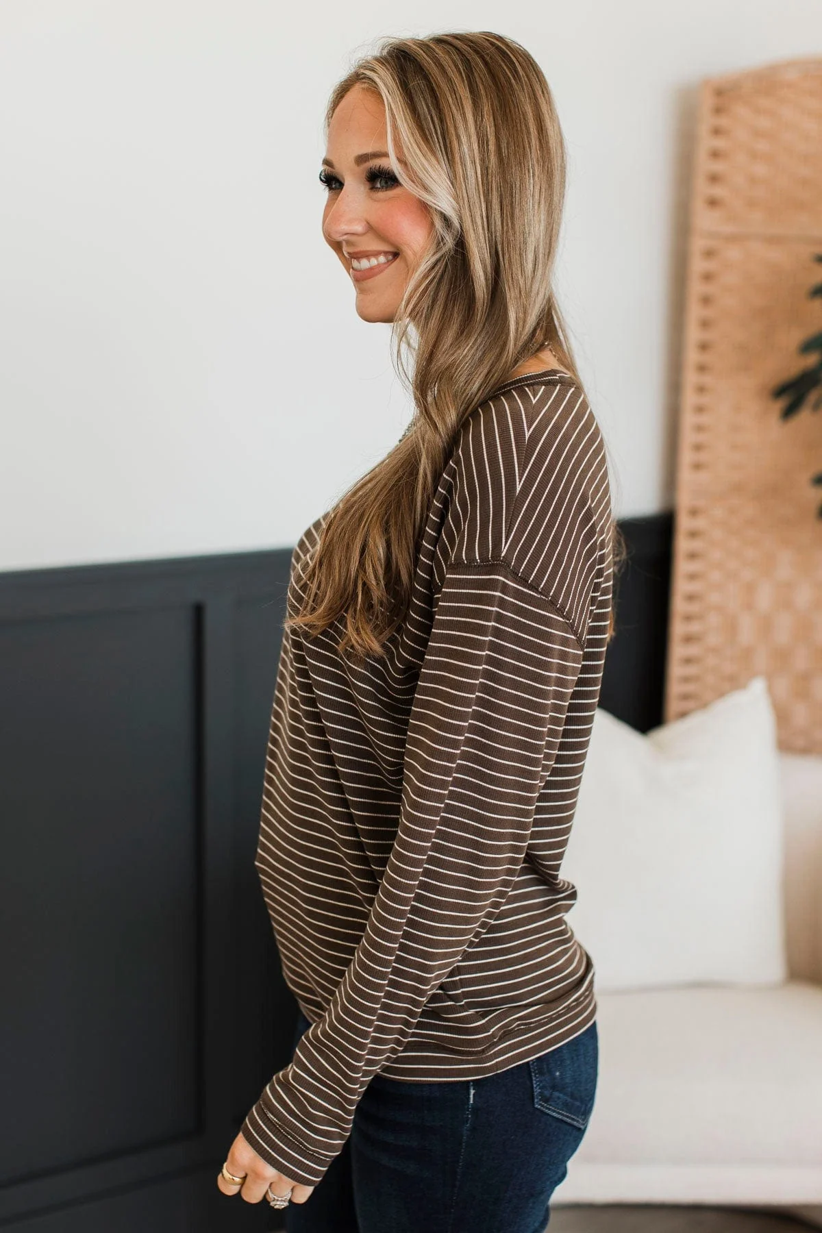 Brighten My Day Striped Pullover Top- Brown - Image 5