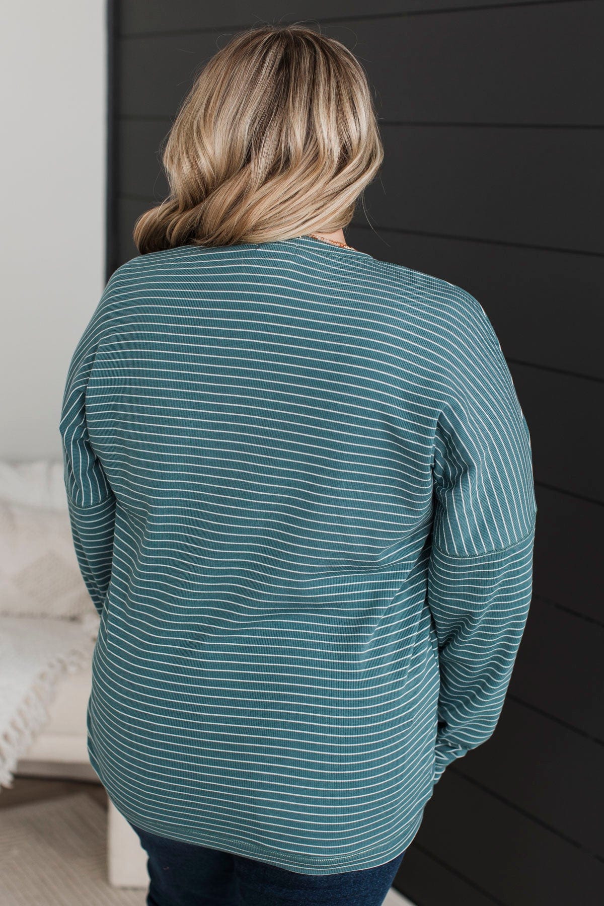 Brighten My Day Striped Pullover Top- Dark Teal - Image 11