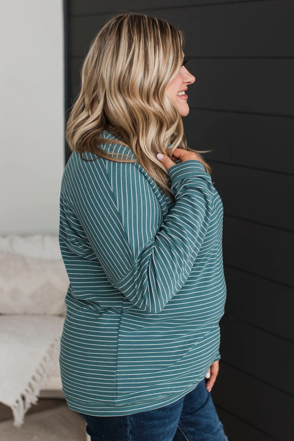 Brighten My Day Striped Pullover Top- Dark Teal - Image 8