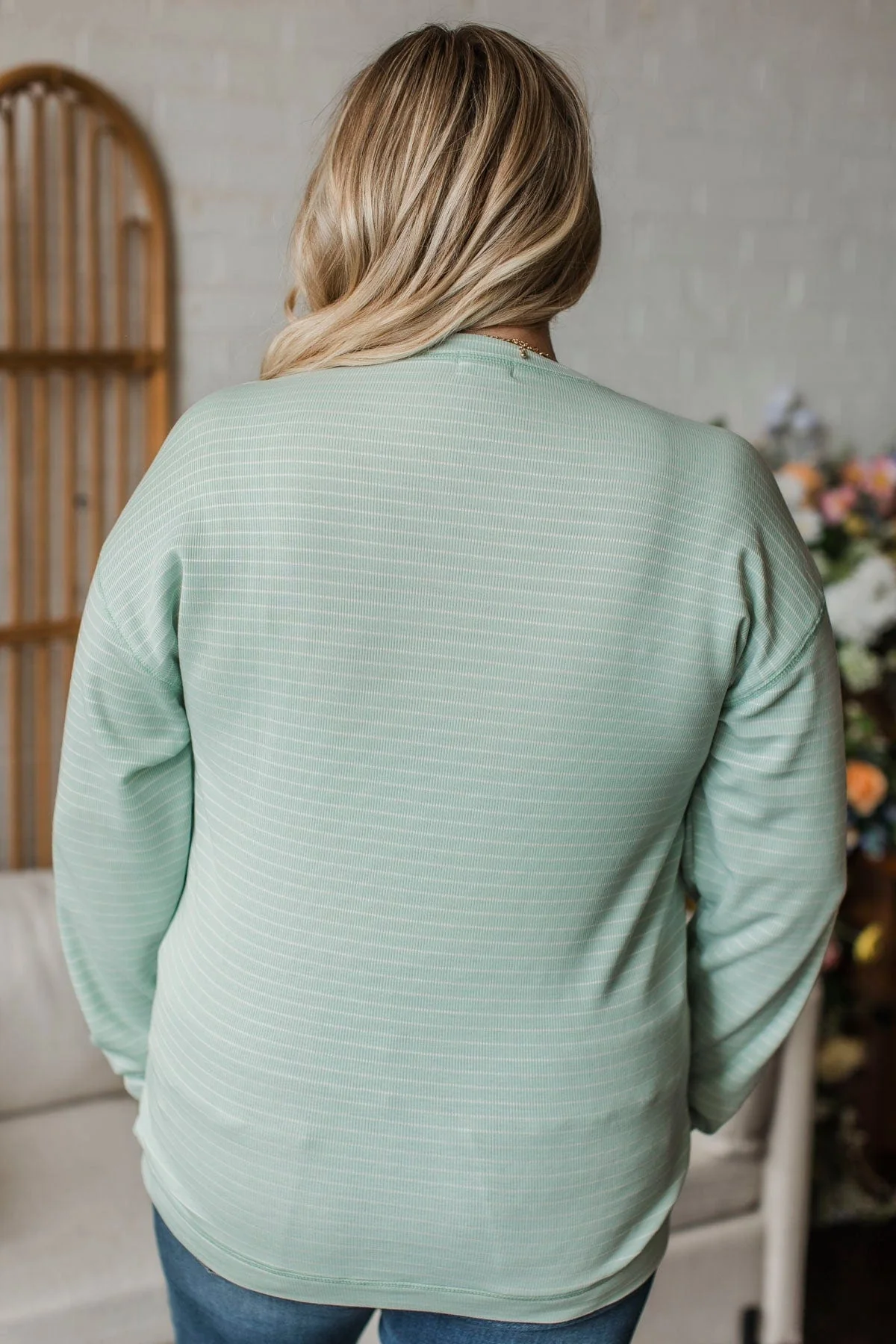 Brighten My Day Striped Pullover Top- Light Mint - Image 8
