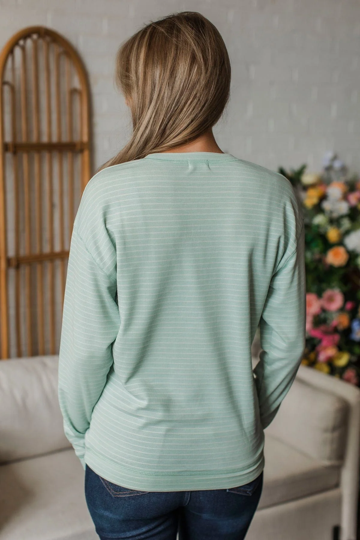 Brighten My Day Striped Pullover Top- Light Mint - Image 9