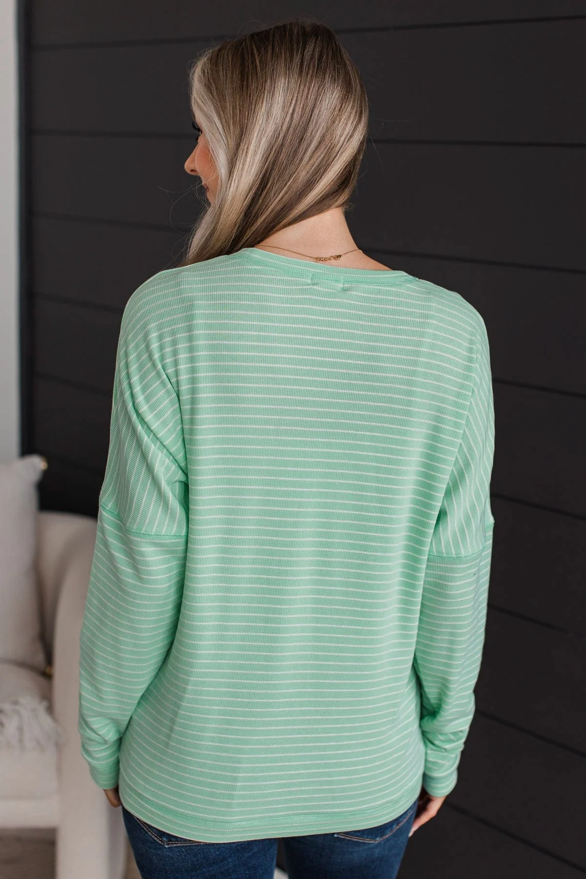 Brighten My Day Striped Pullover Top- Mint - Image 8