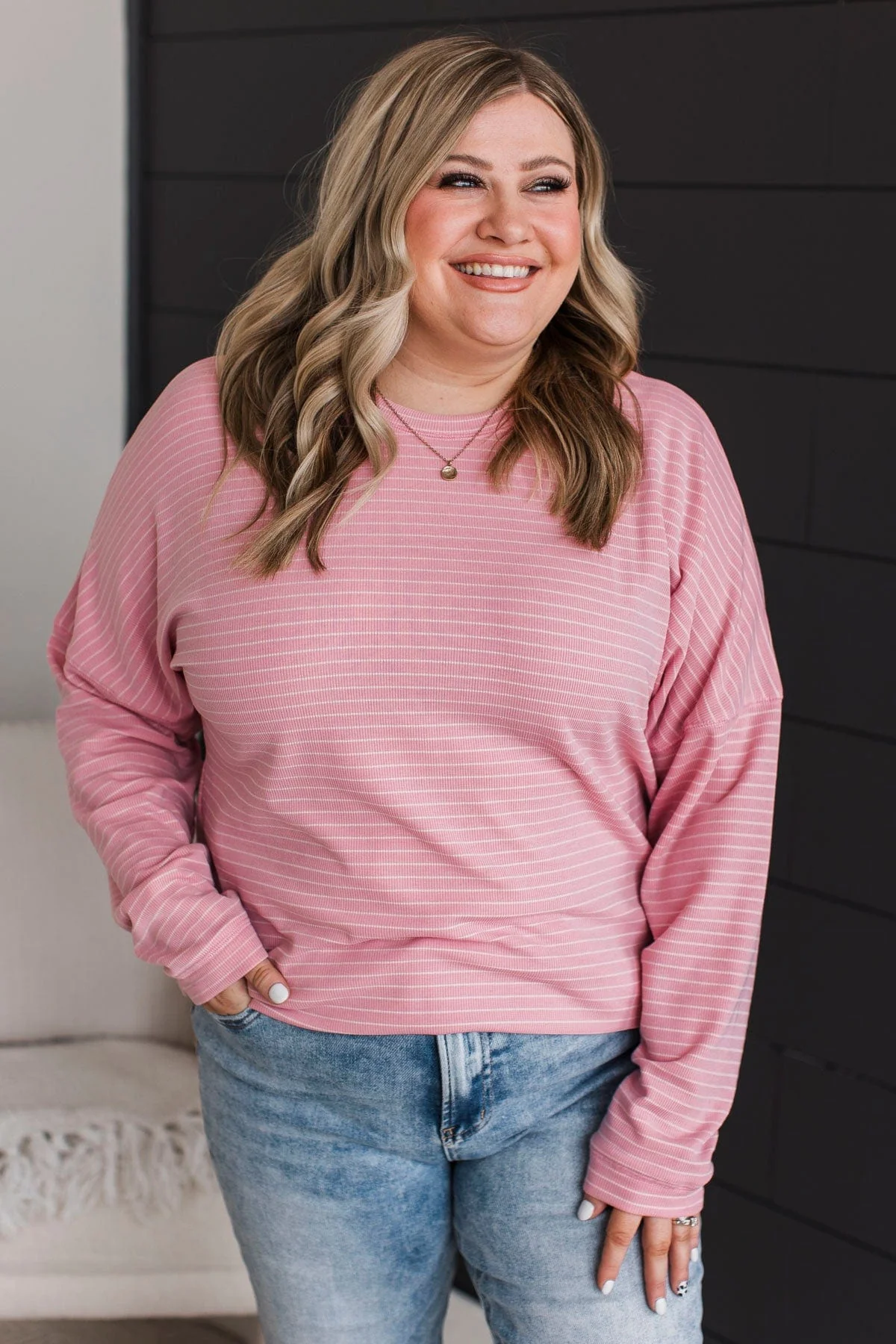 Brighten My Day Striped Pullover Top- Pink - Image 2