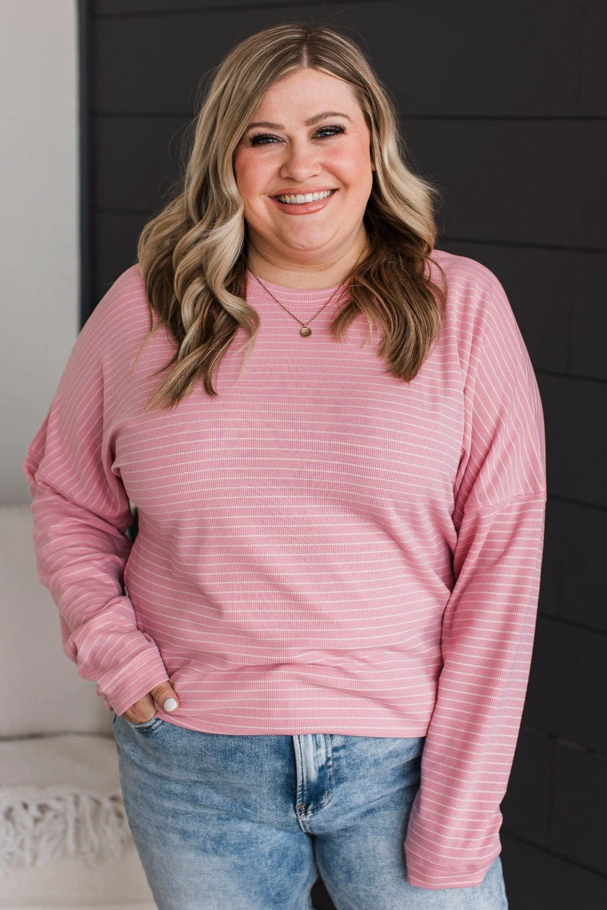 Brighten My Day Striped Pullover Top- Pink - Image 4