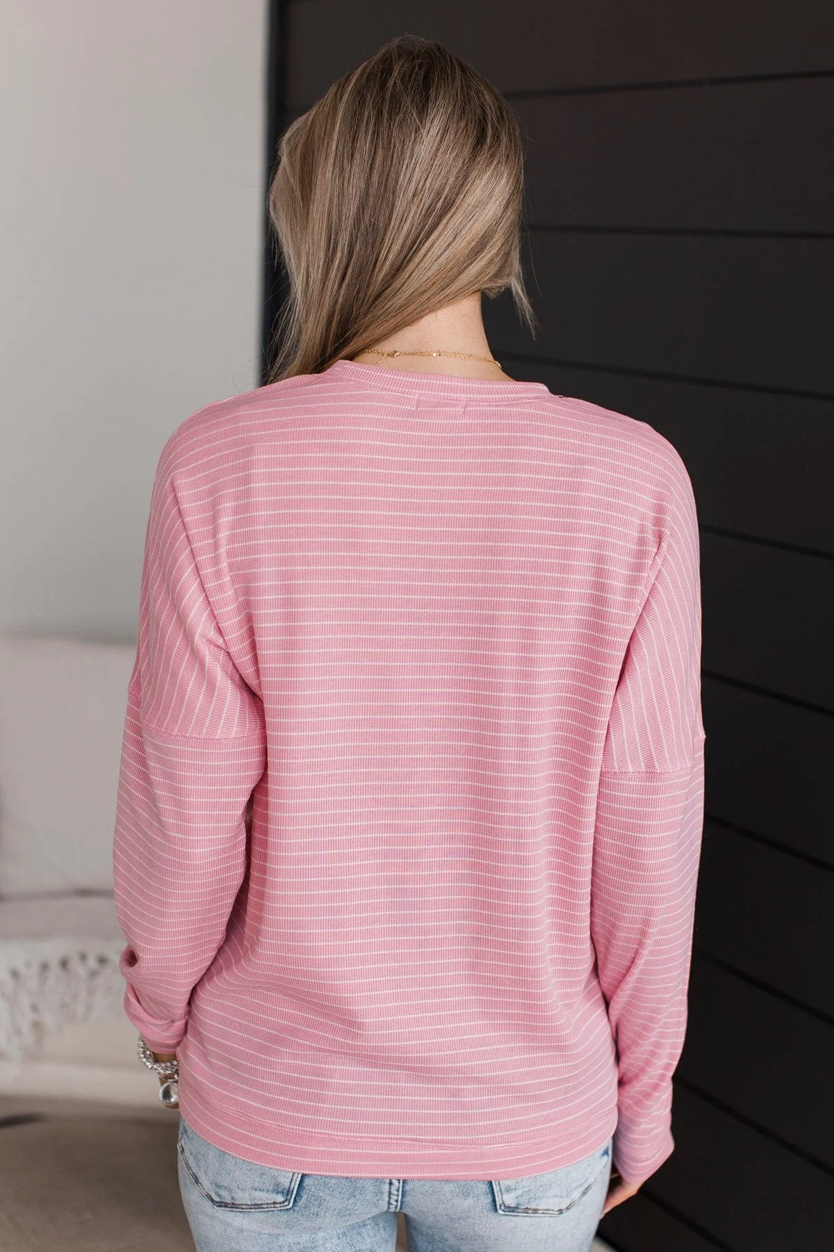 Brighten My Day Striped Pullover Top- Pink - Image 8