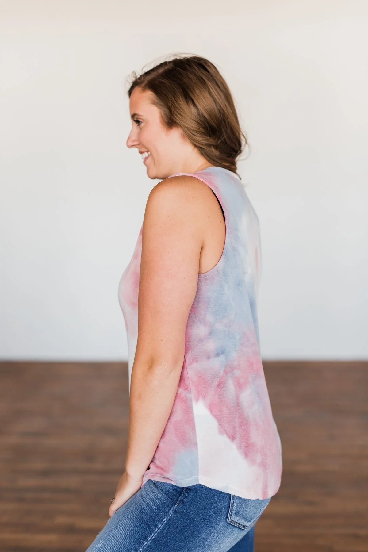 Brighten My Summer Tie Dye Tank Top- Blue, Pink, Ivory - Image 11