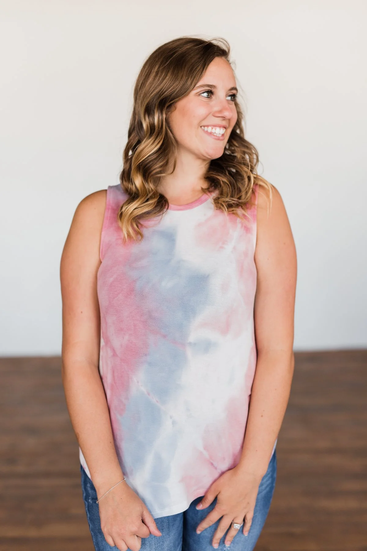 Brighten My Summer Tie Dye Tank Top- Blue, Pink, Ivory - Image 8